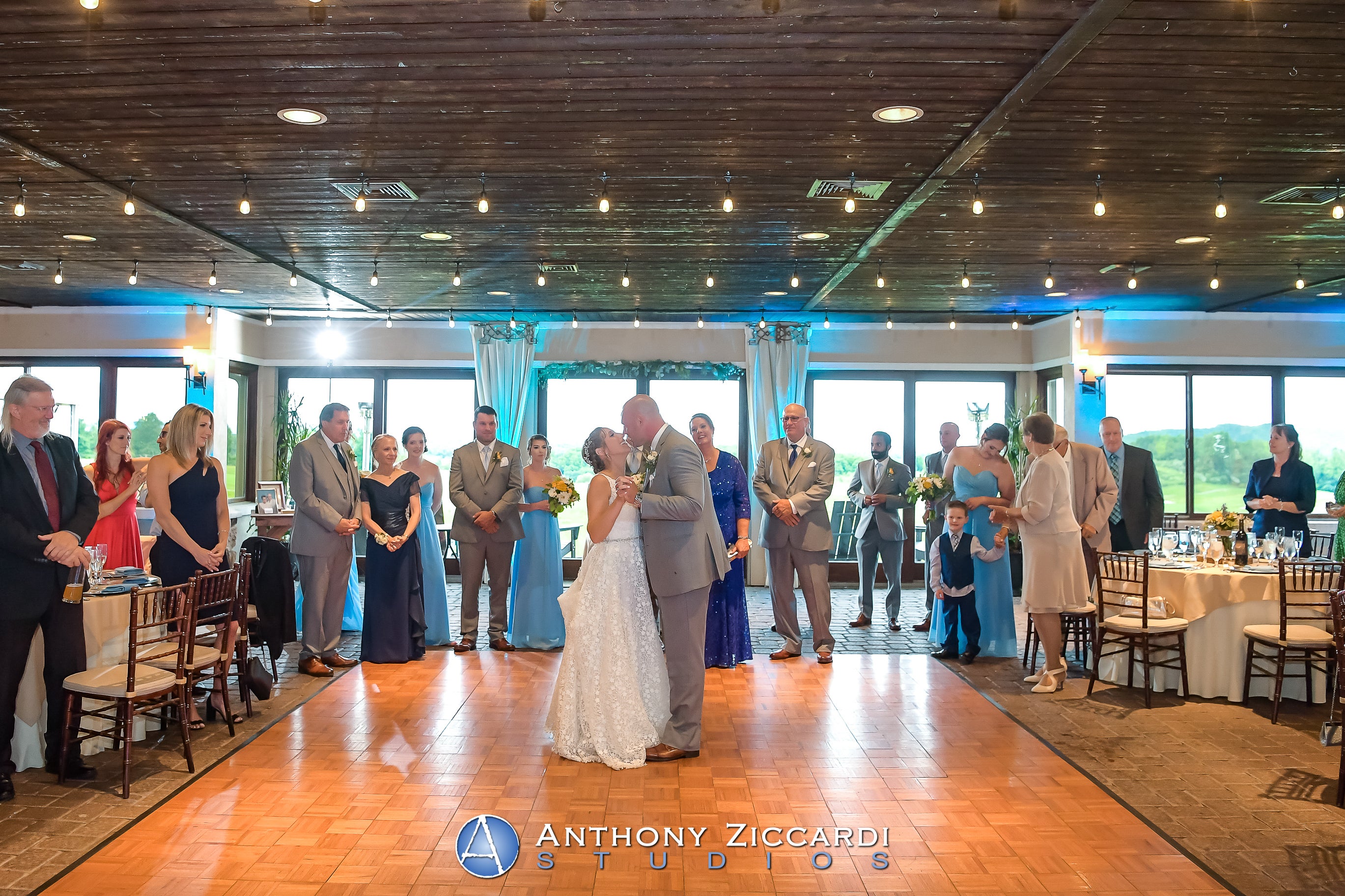 Couple's first dance during their reception at Ballyowen Bailigh Bluff House 