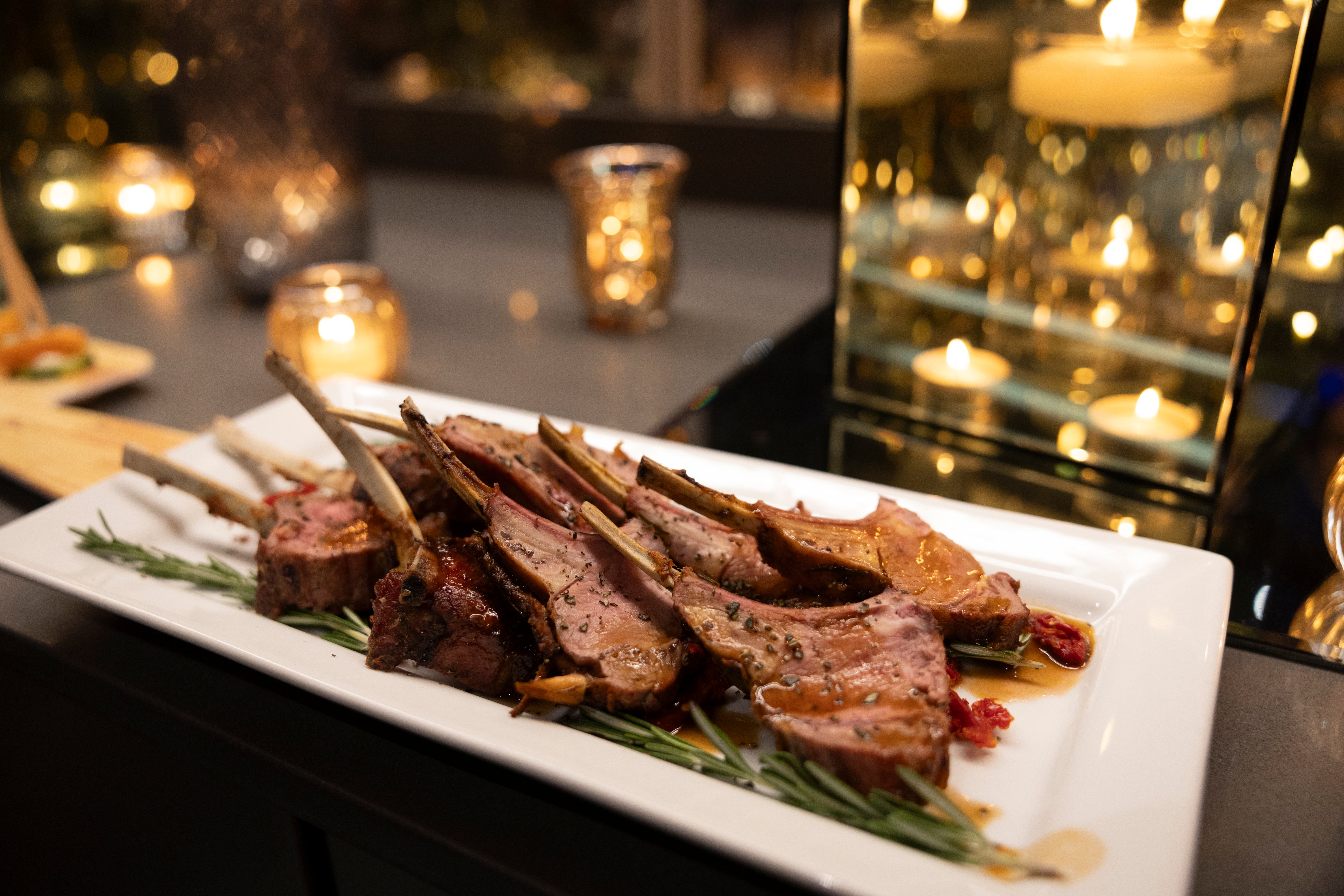 Meat being served in Diamond Cocktail Room. 