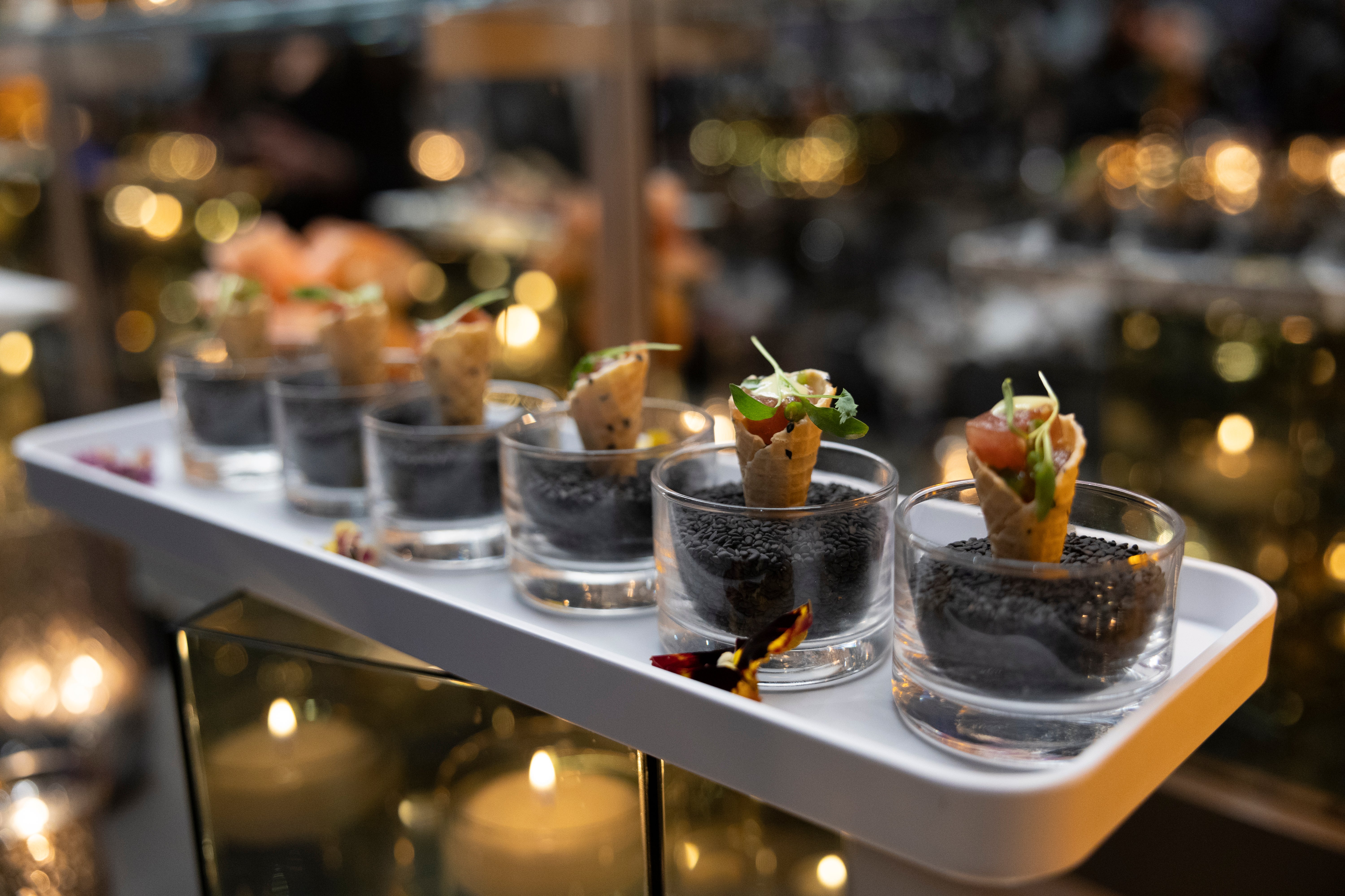 Tuna cone appetizer. 