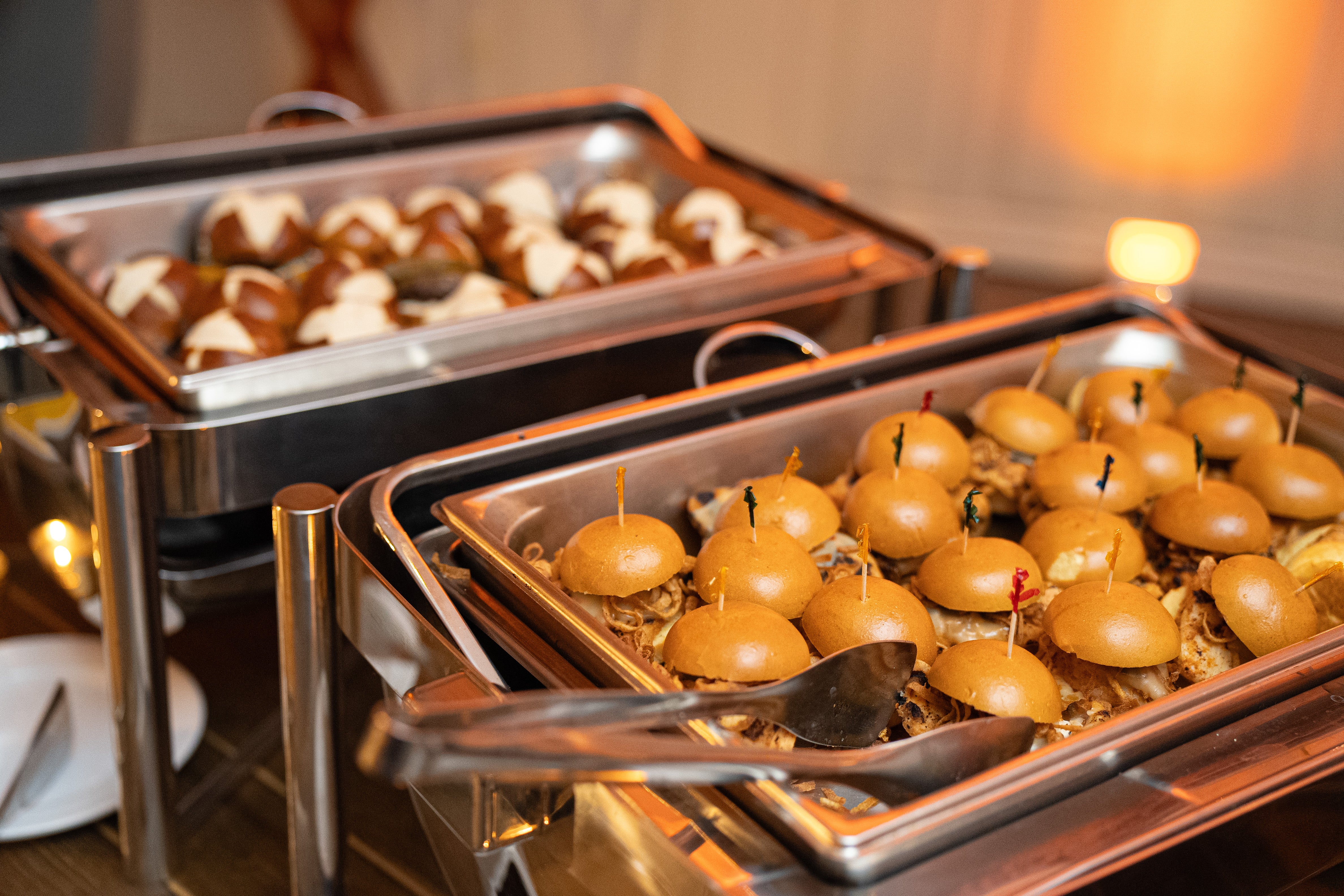 Burger sliders in Diamond Cocktail Room. 