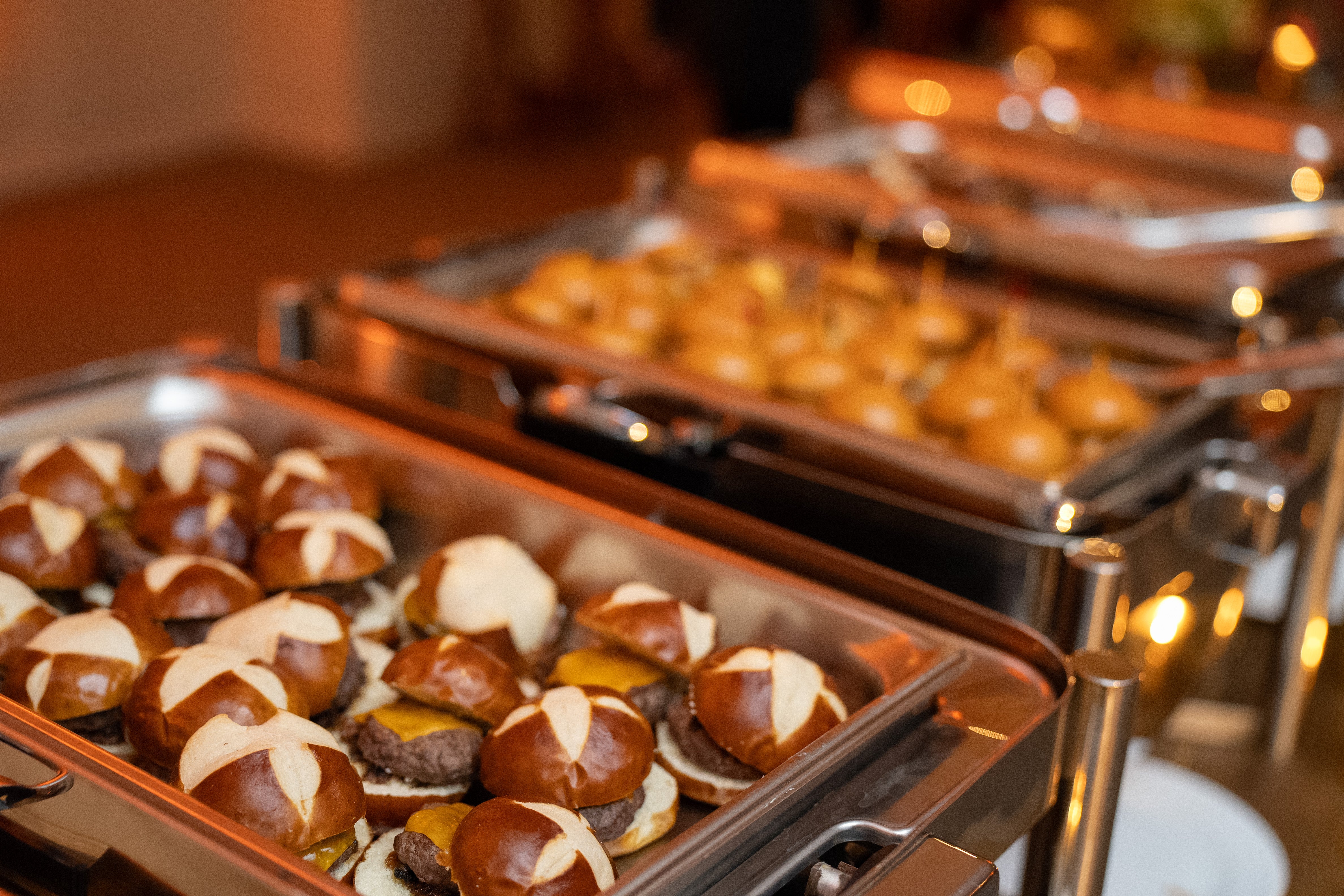 Burger sliders in Diamond Cocktail Room. 