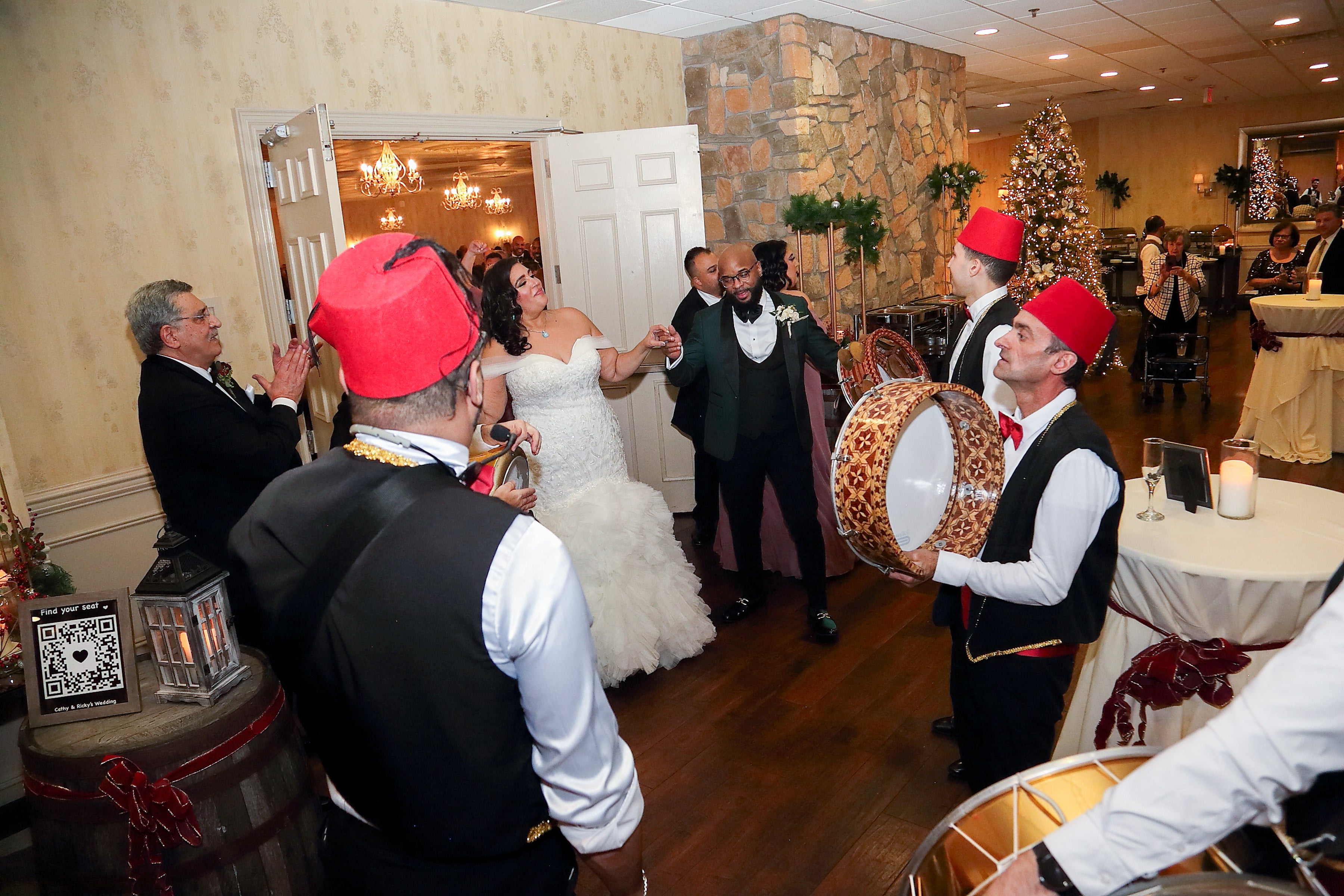 Bride and groom entering Diamond Cocktail Room. 