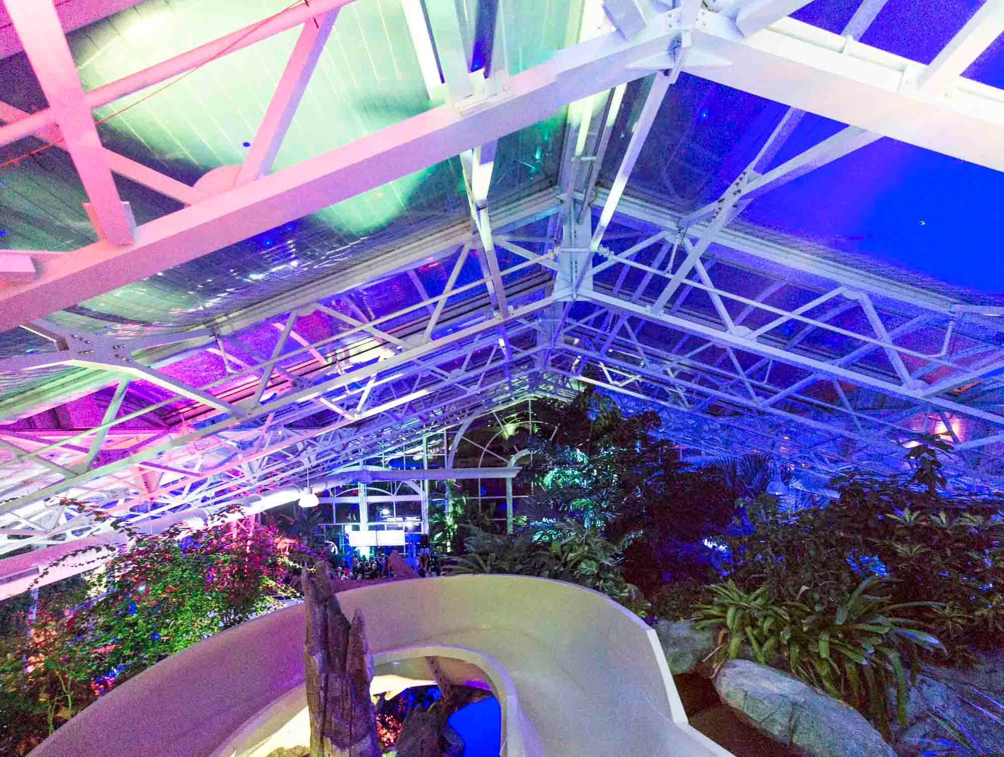 Biosphere slide at night. 