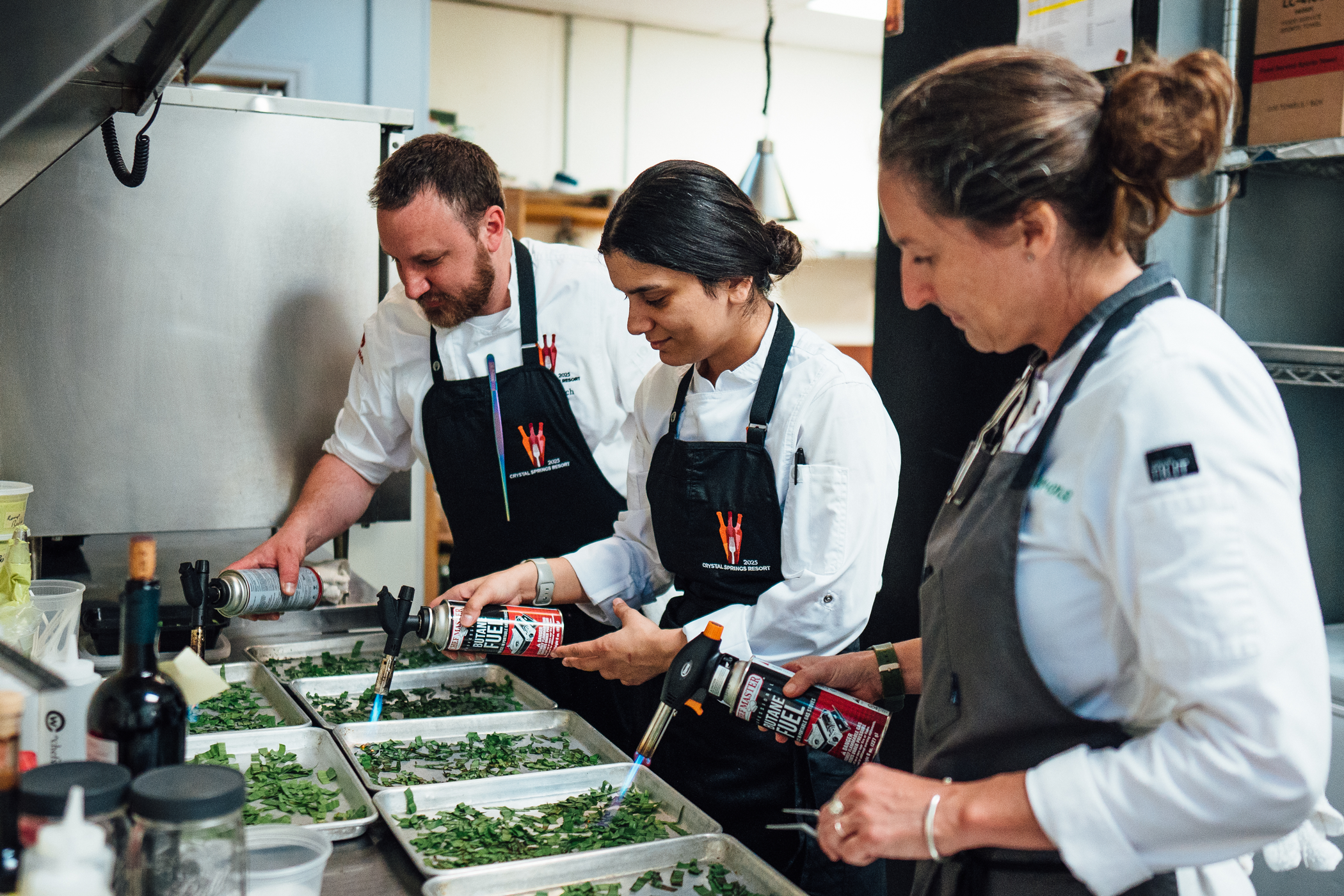 Restaurant Latour team prepping food.
