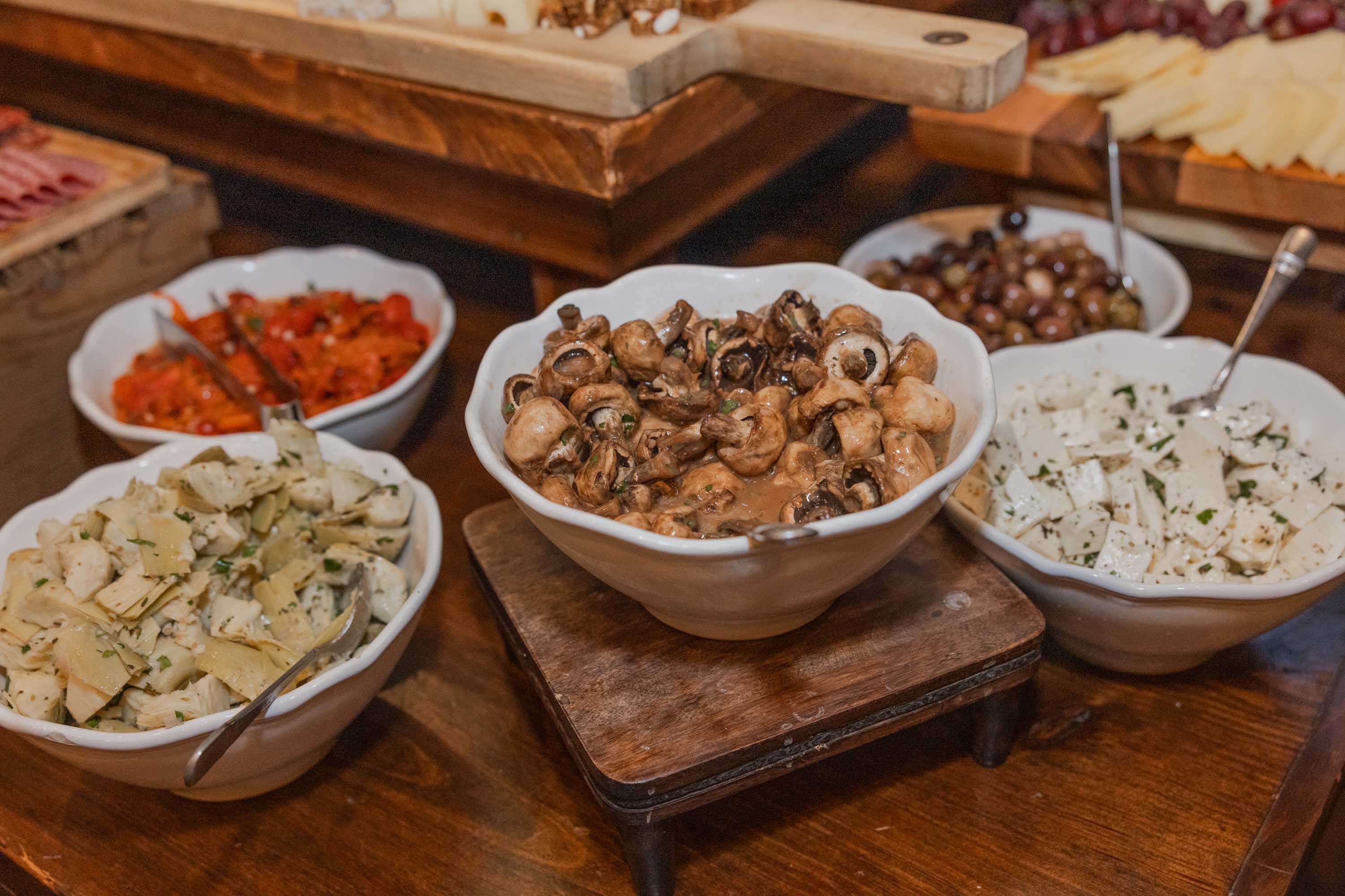 Mushrooms and chicken in a bowl.