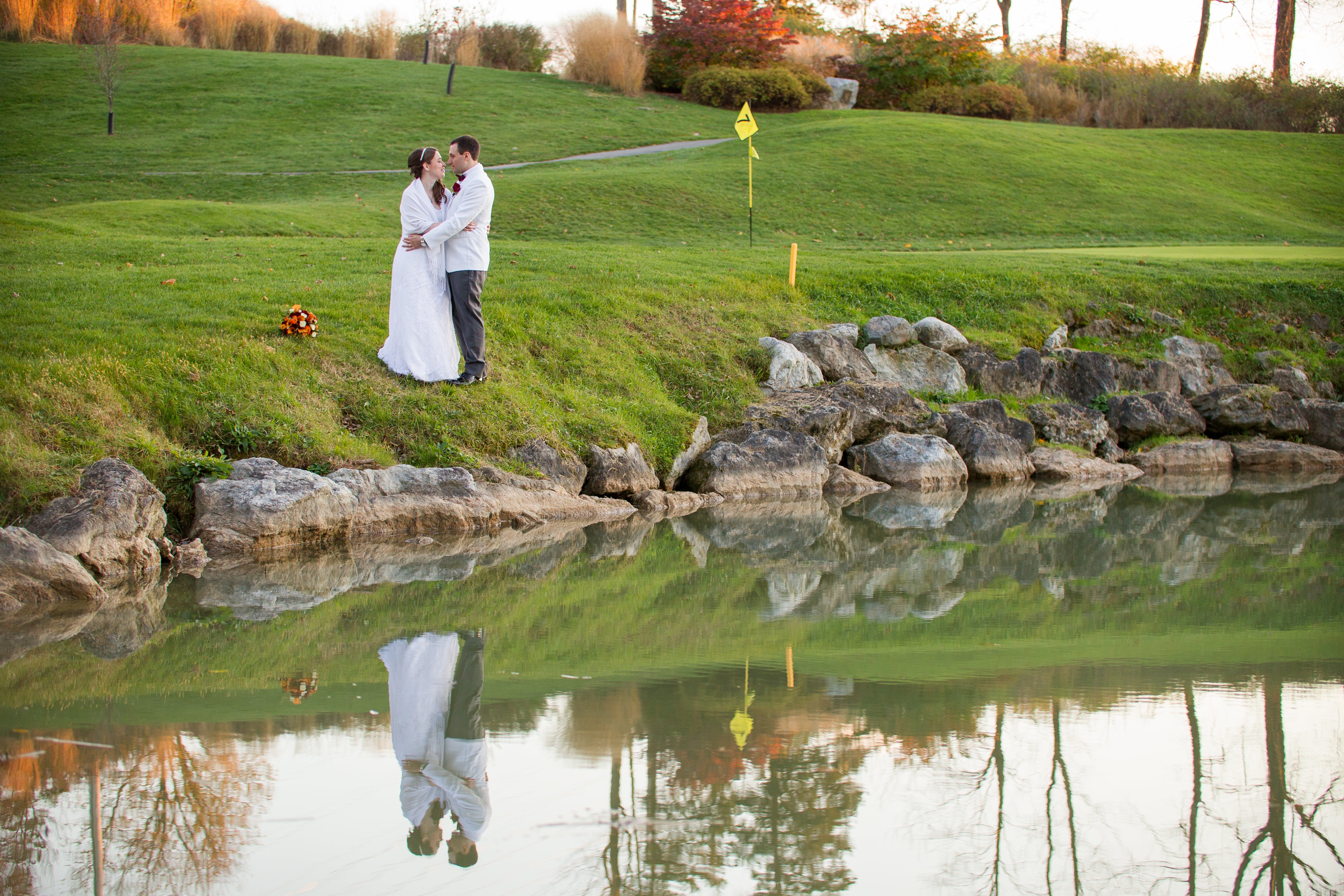 Bride and groom at their wedding at Black Bear Golf Club.