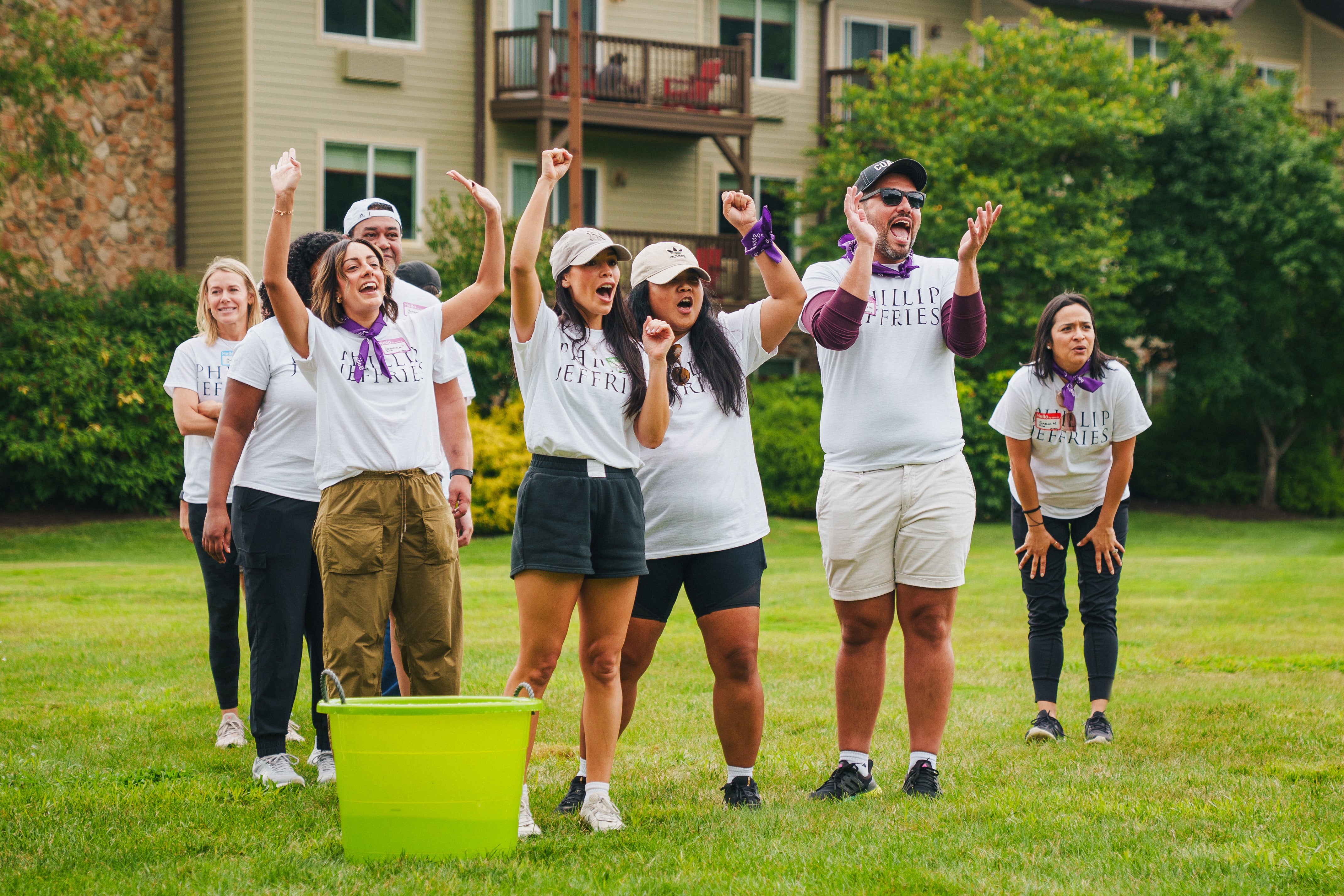 Group participating in an outdoor team-building activity at Crystal Springs Resort.