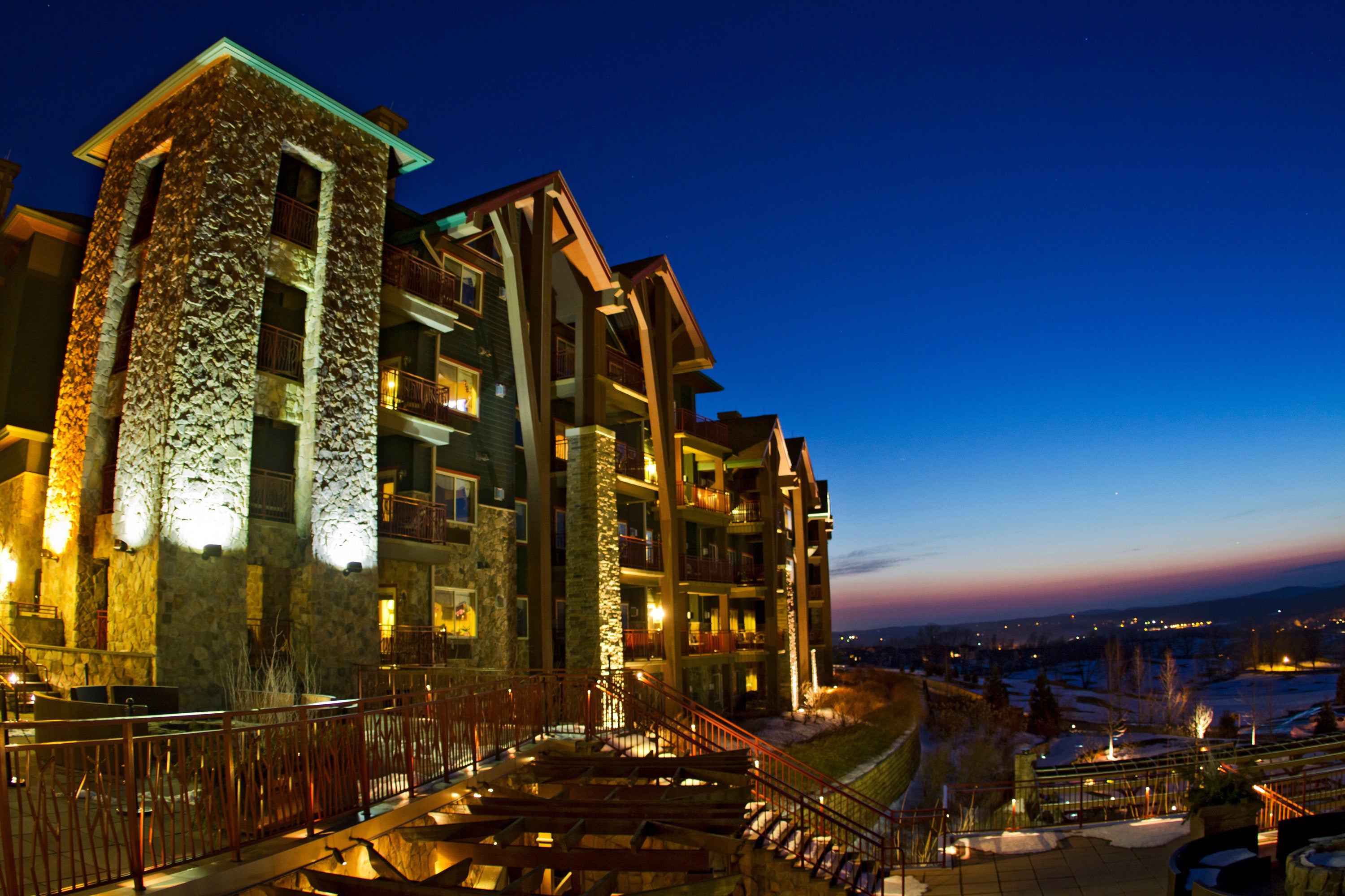 Sunset at Grand Cascades Lodge terrace