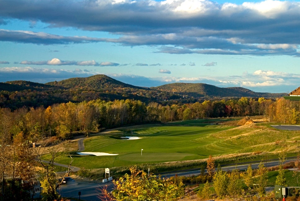 A view at sunset looking over the fairway of Cascades Golf Club