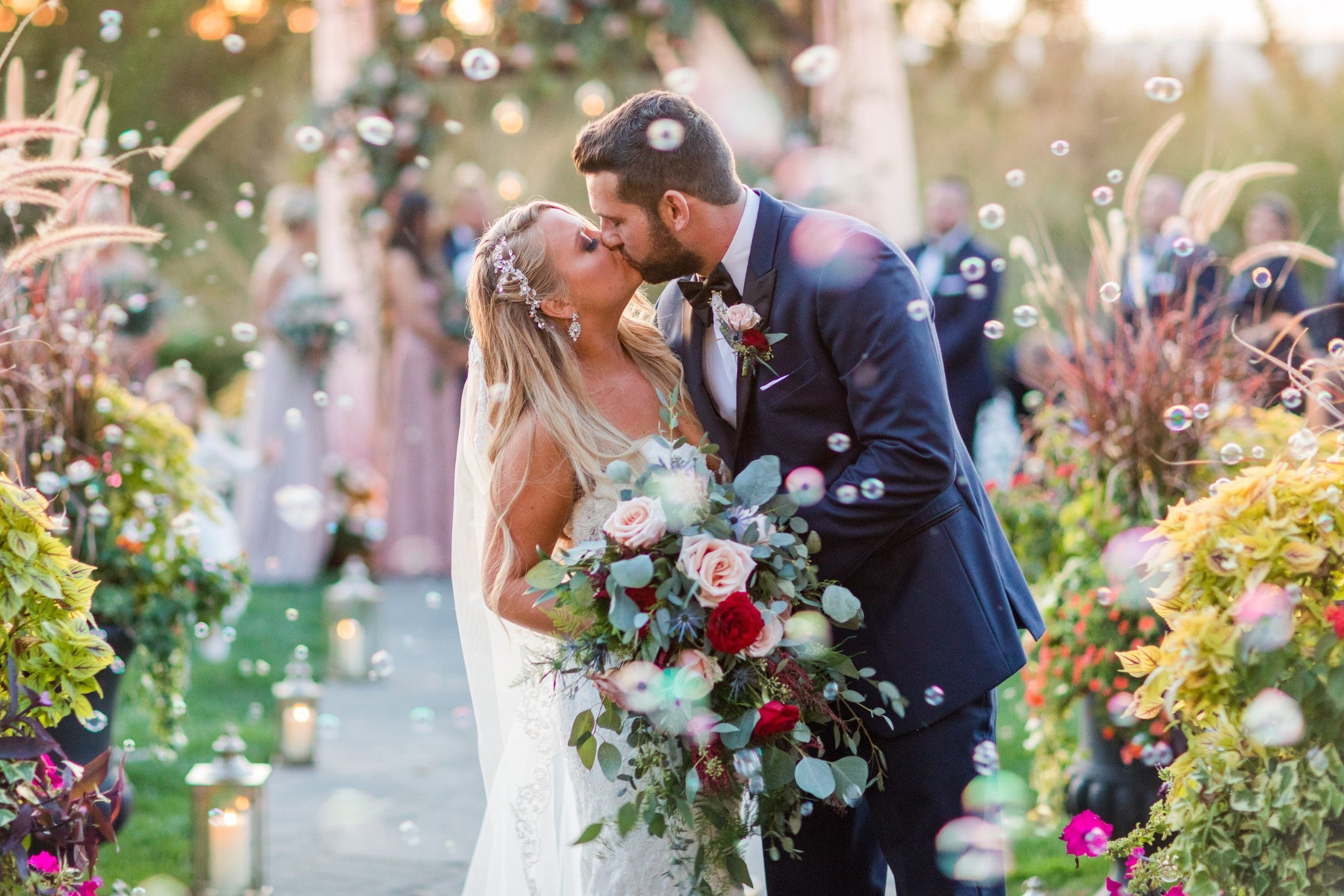 Beautiful wedding couple just married