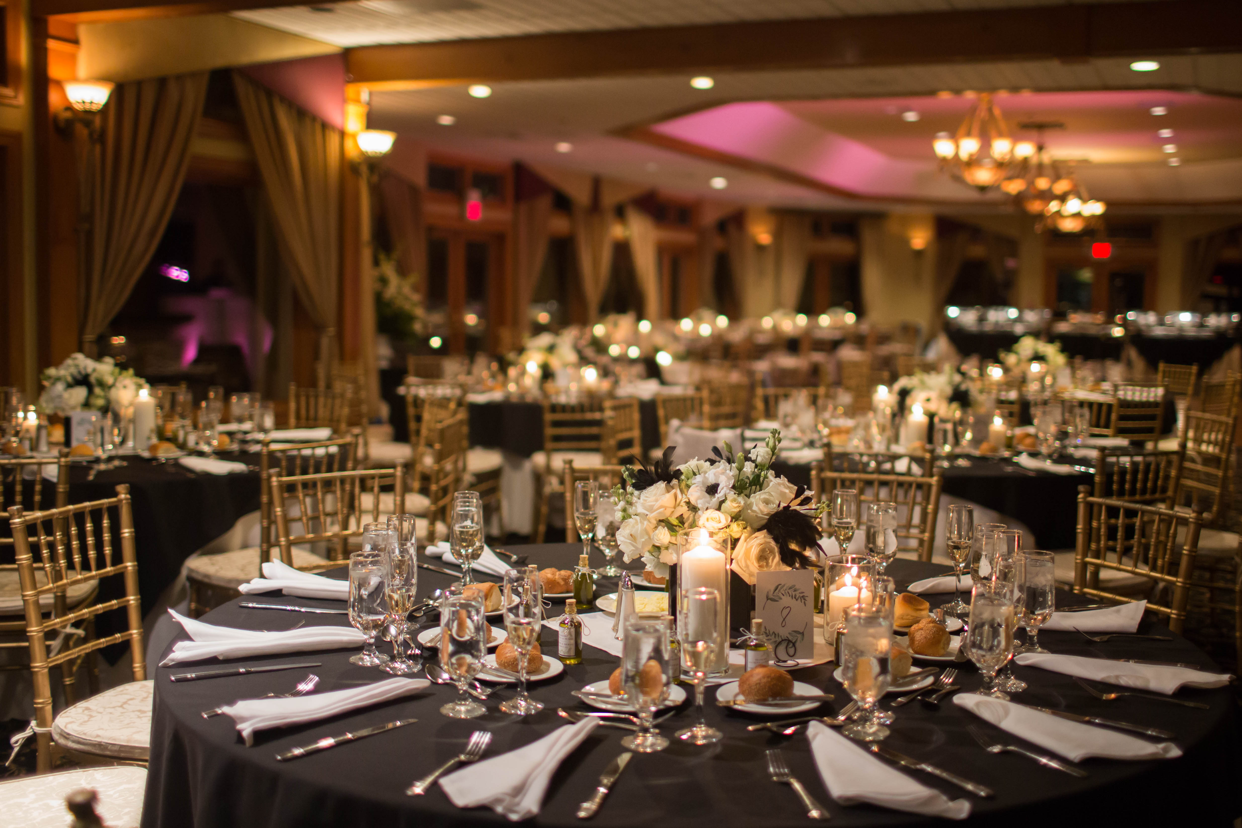 Table set for wedding reception at Black Bear Golf Club
