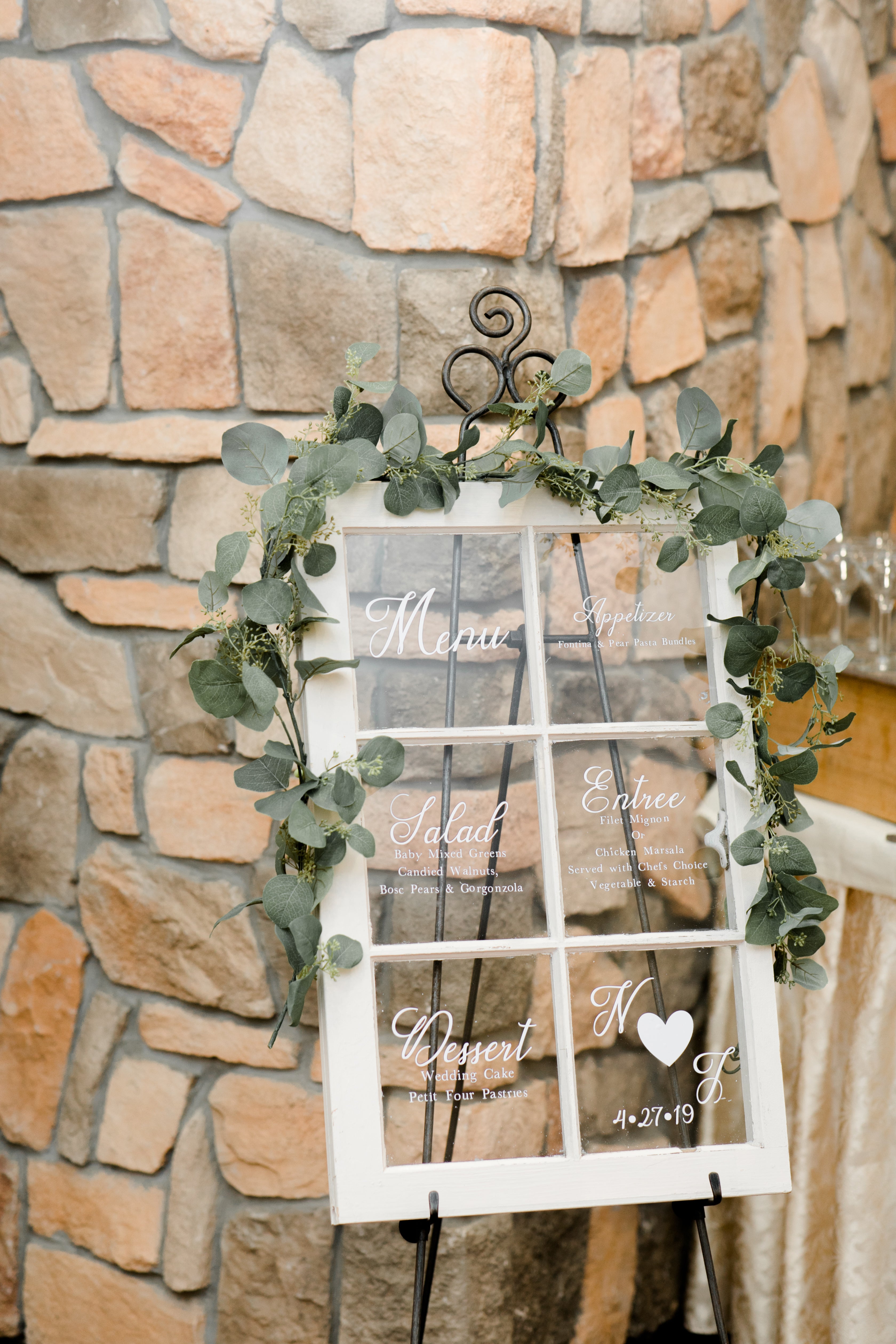 Menu board for wedding reception