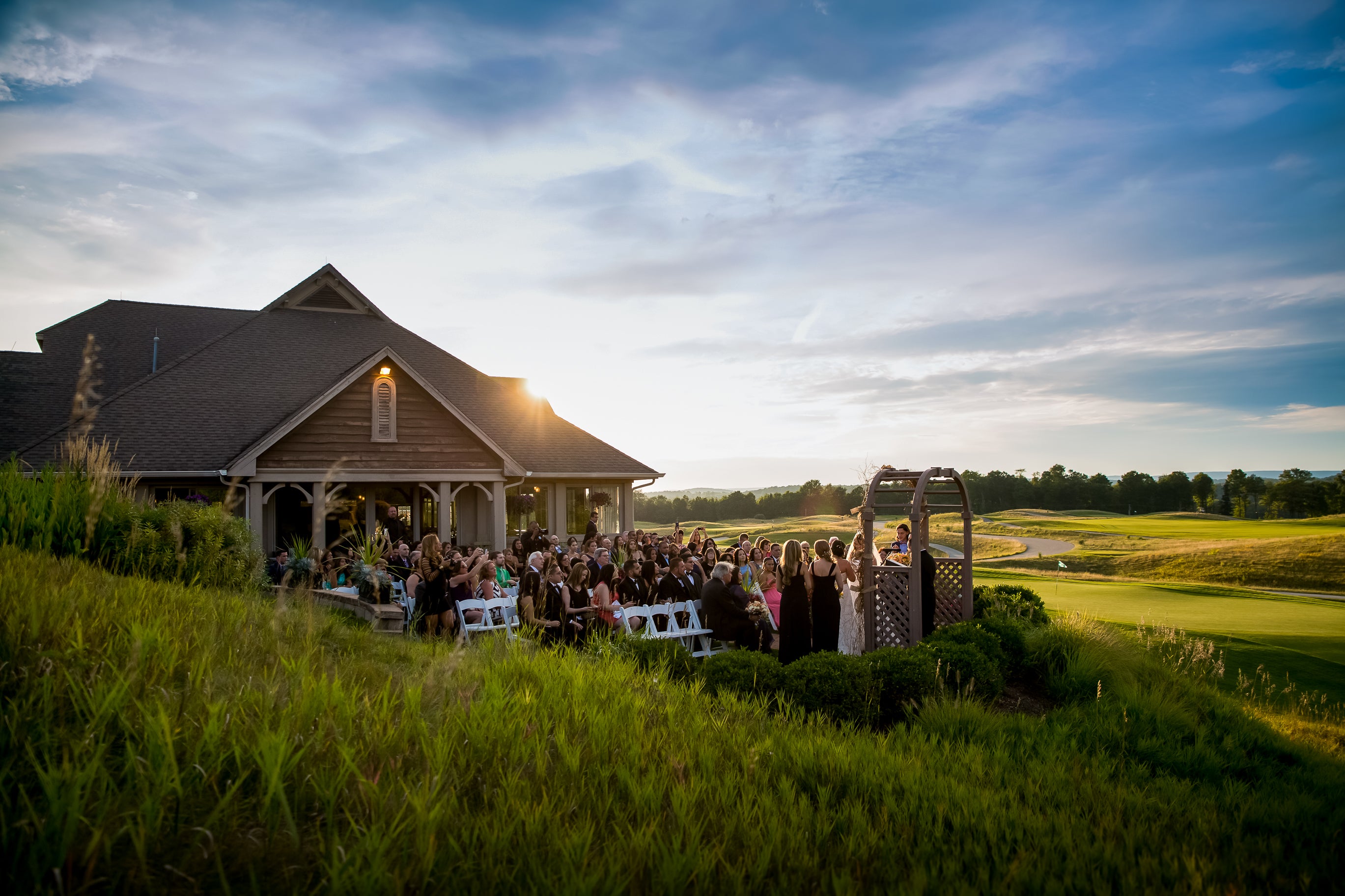 View of sunset during Ballyowen wedding ceremony
