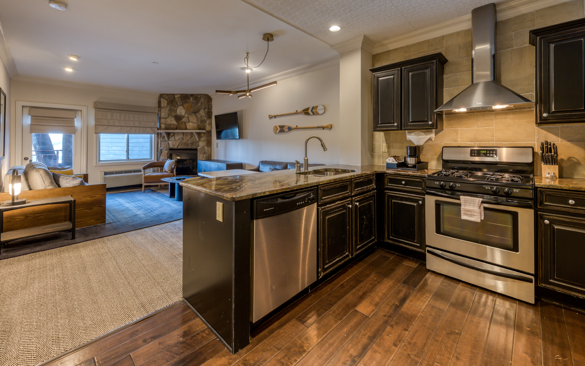 Living area in 1 bedroom suite at Grand Cascades Lodge
