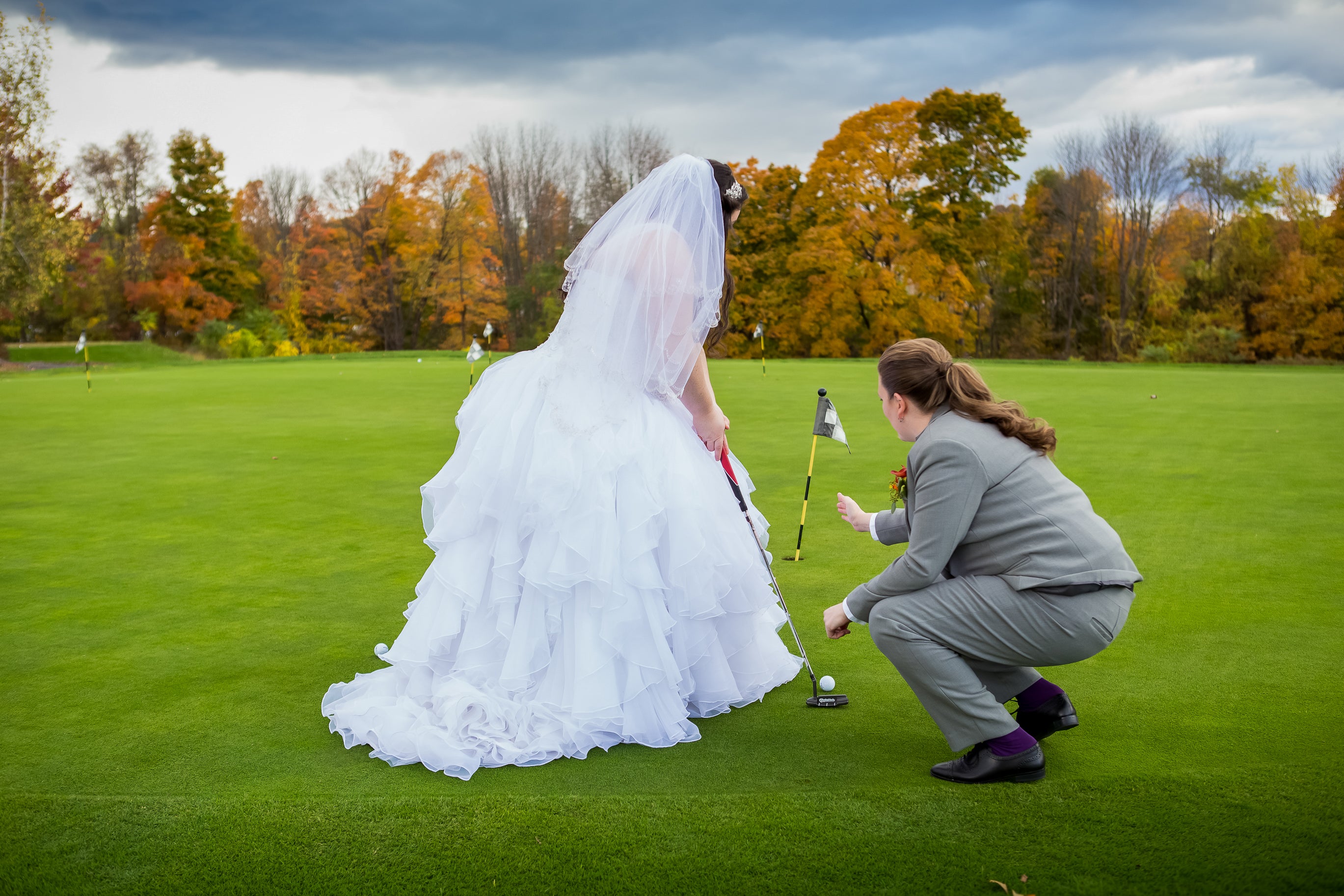 Brides putting in wedding outfits at Black Bear Country CLub
