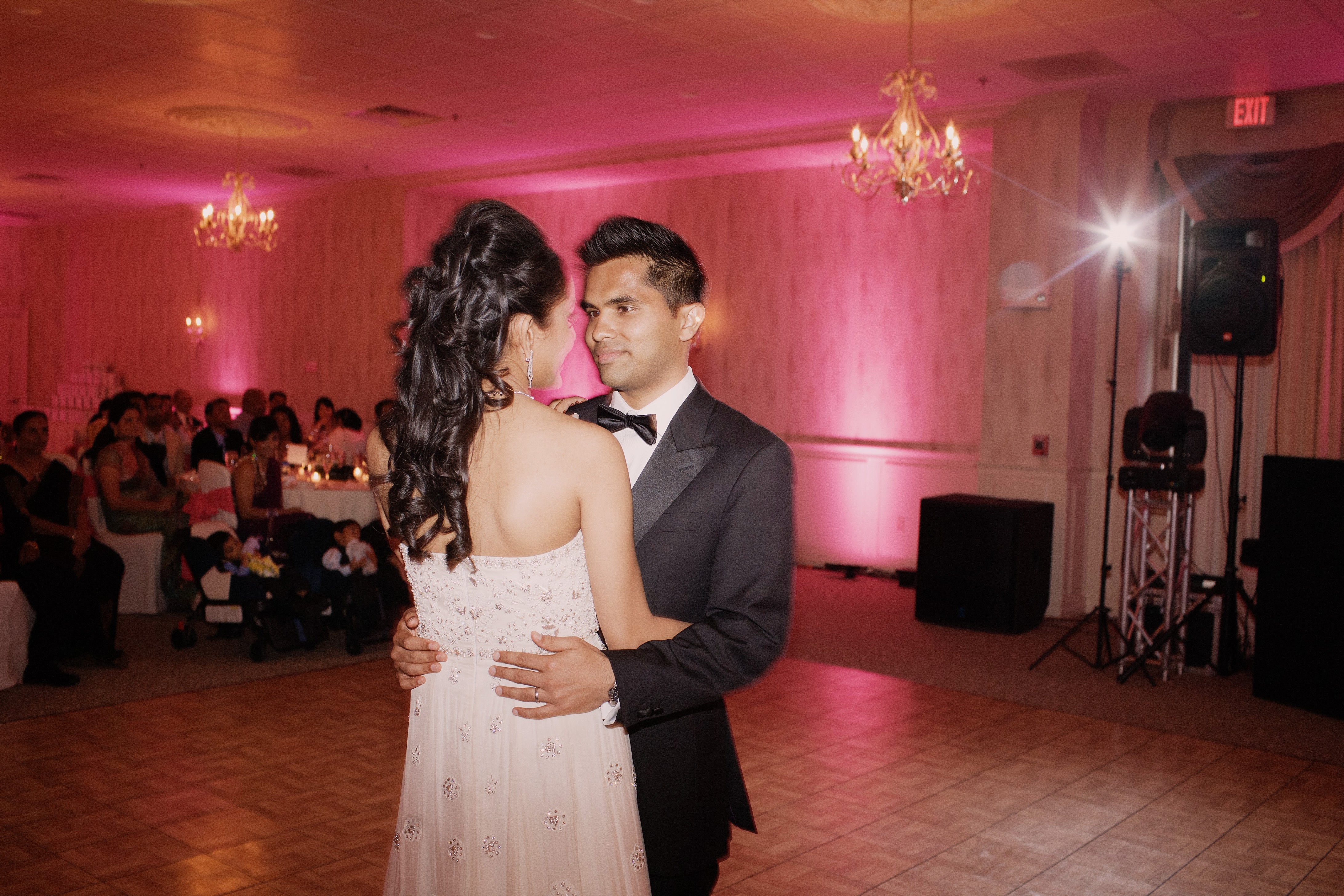 Bride and groom dancing in the diamond ballroom at Minerals Hotel