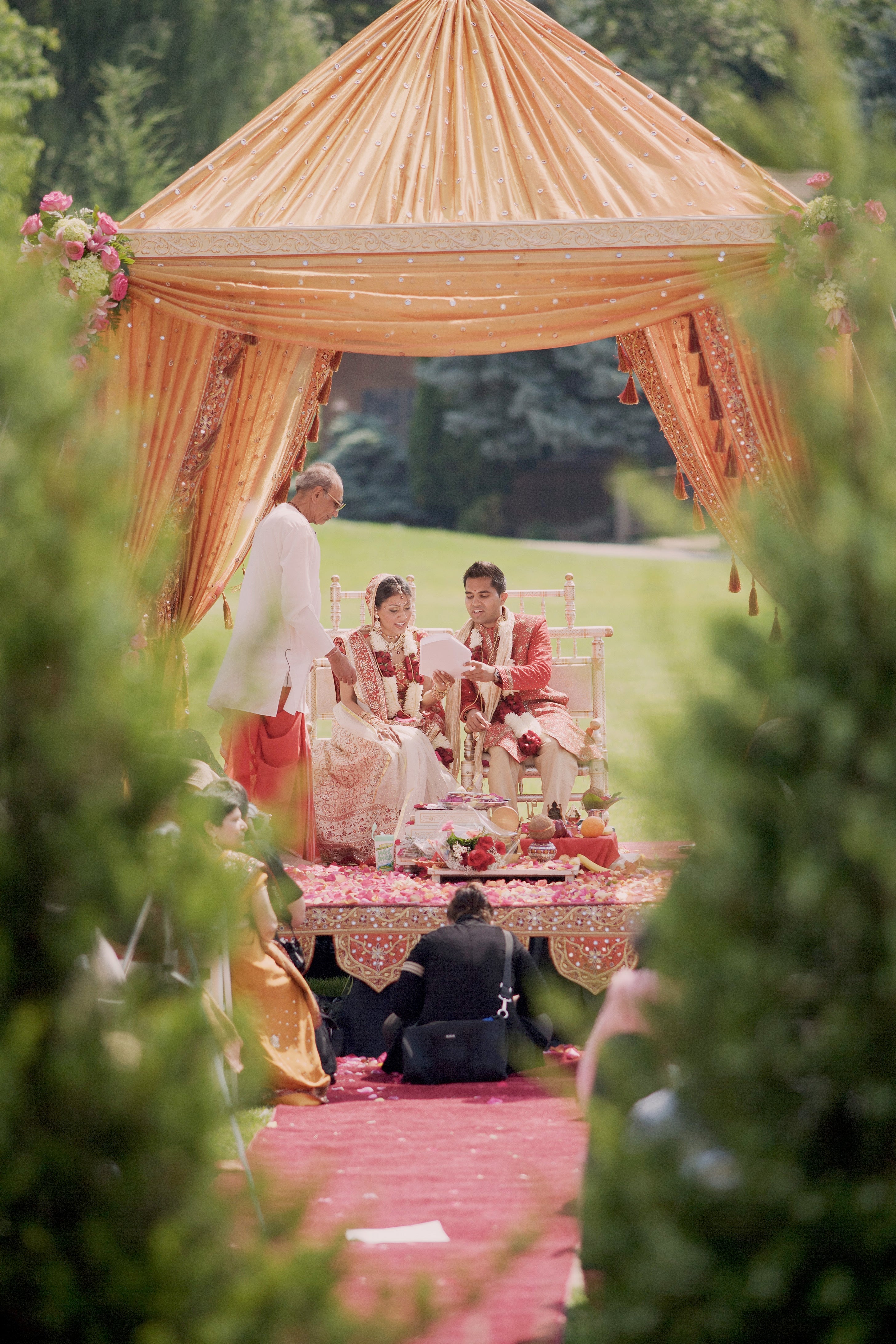 Indian Bride and Groom under alter