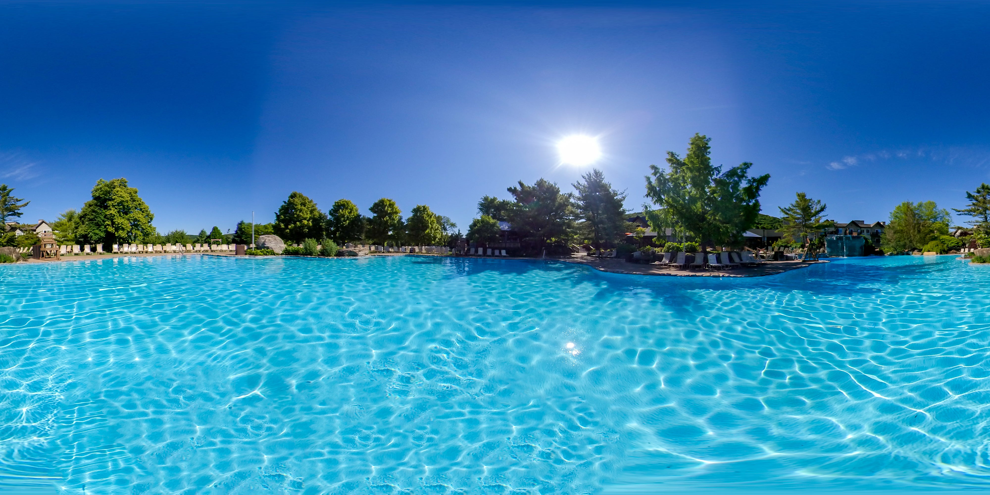 Sun shining on crystal clear Minerals Hotel pool
