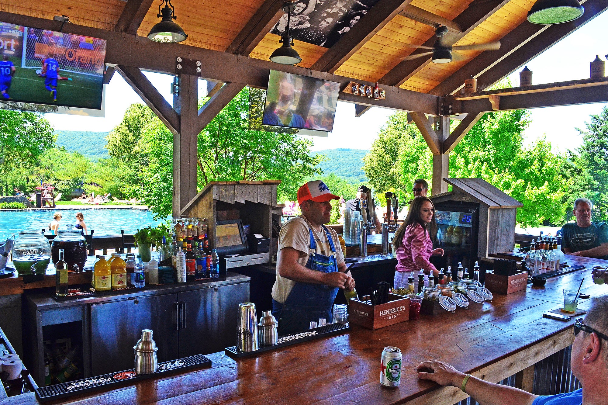 Bartenders making drinks at Moonshine Bar