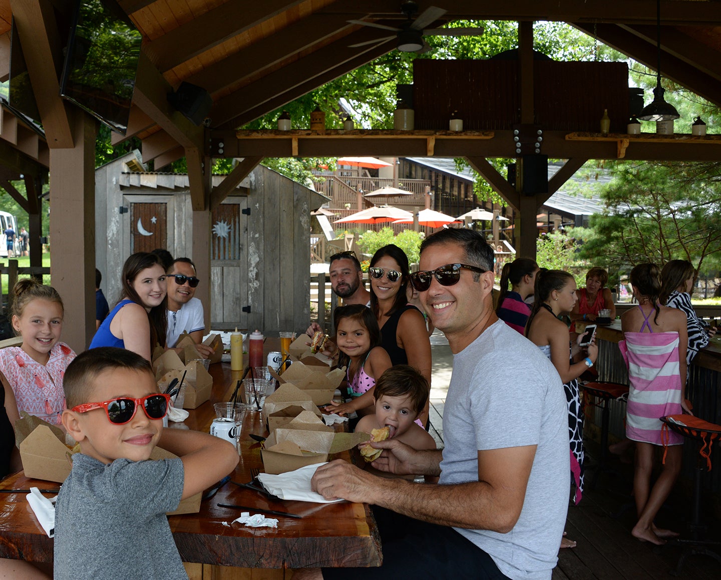 Family enjoying lunch at Moonshine + The Farmstand