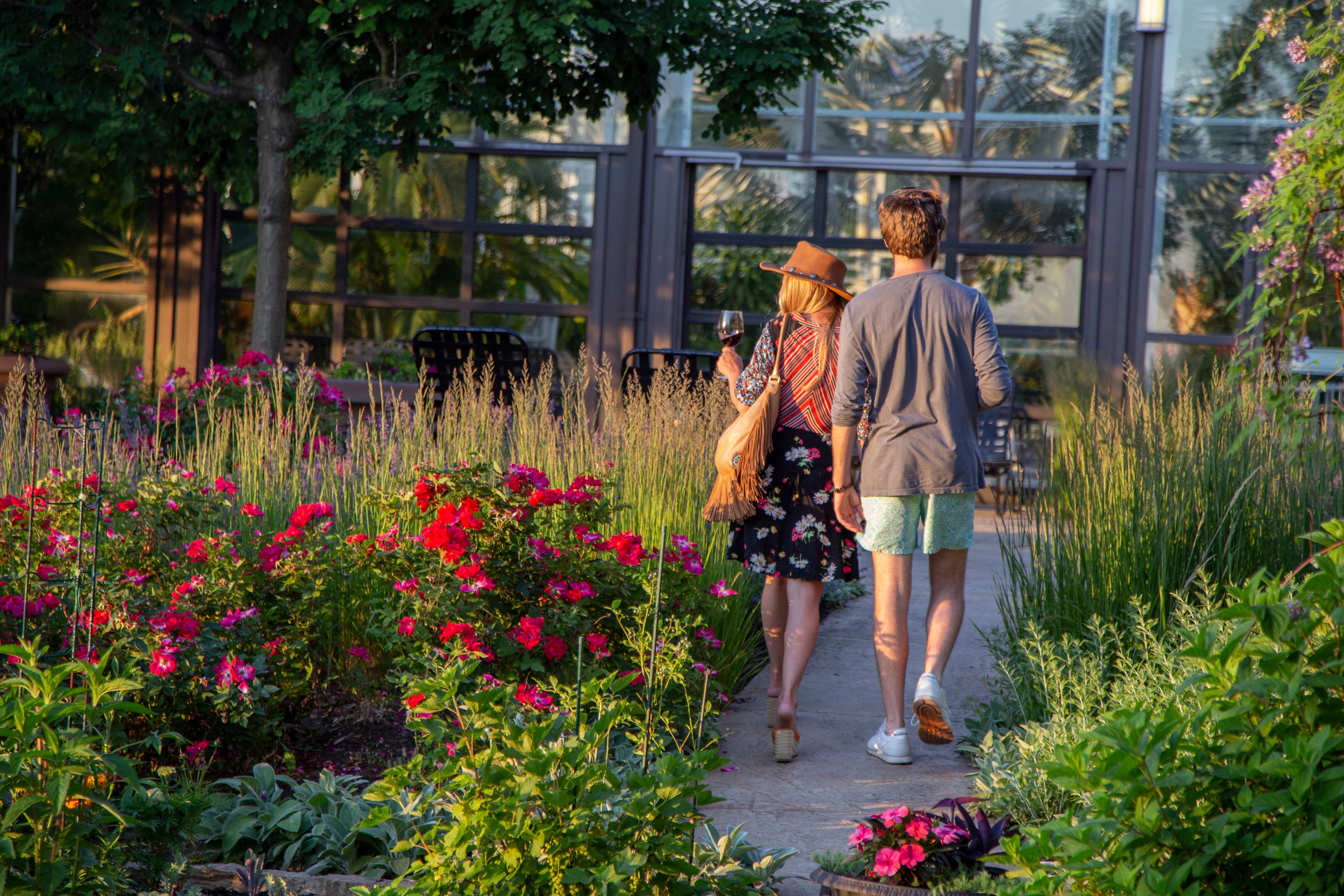 Couple walking through Chef's Garden