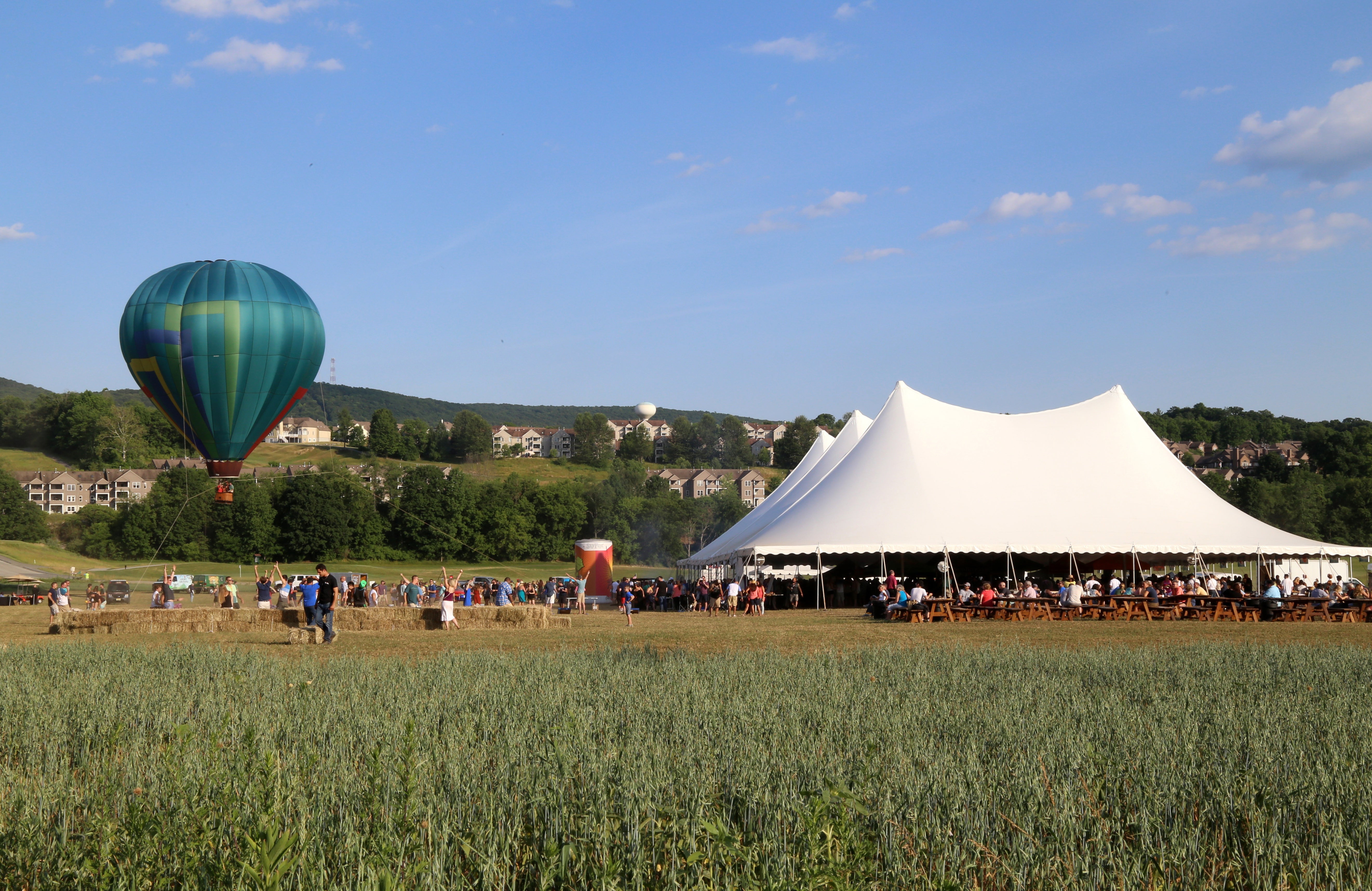NJ Beer &amp; Food Fest Overview with tent and hot air balloon
