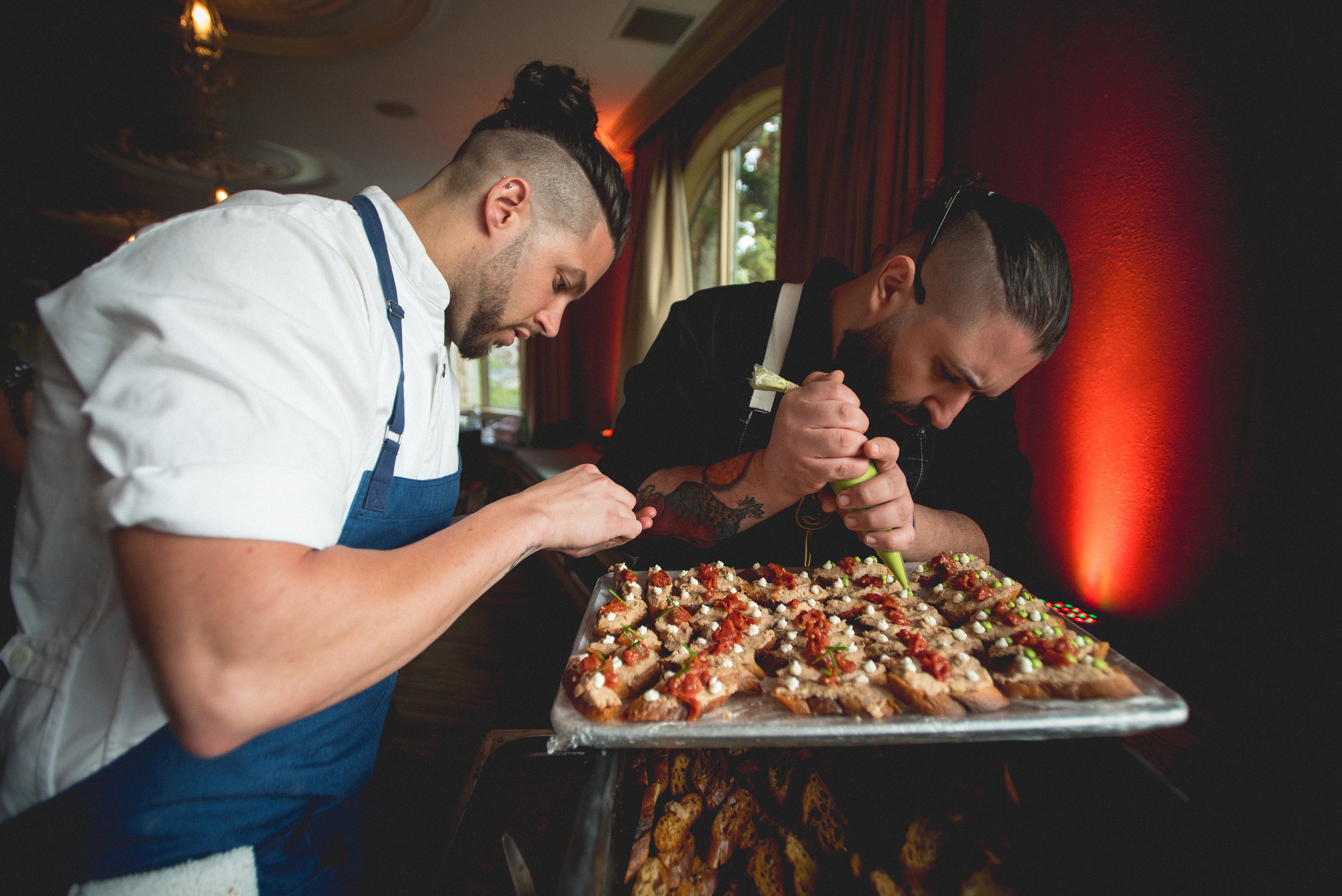 Chefs playing crostini at NJ Wine and Food Festival