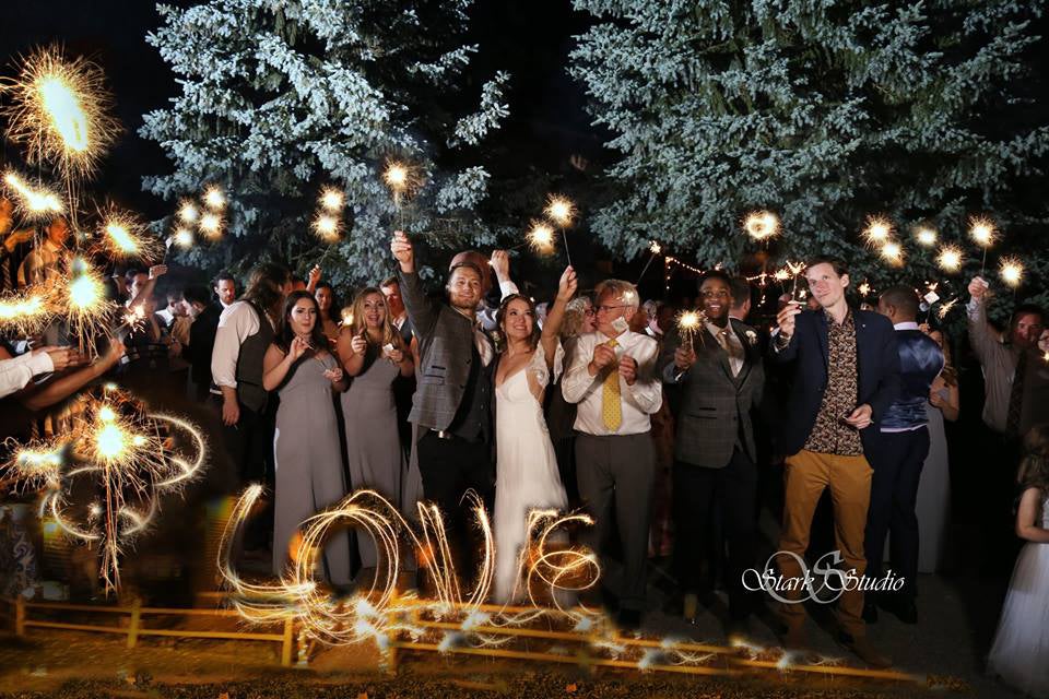 Sparkler celebration at wedding reception