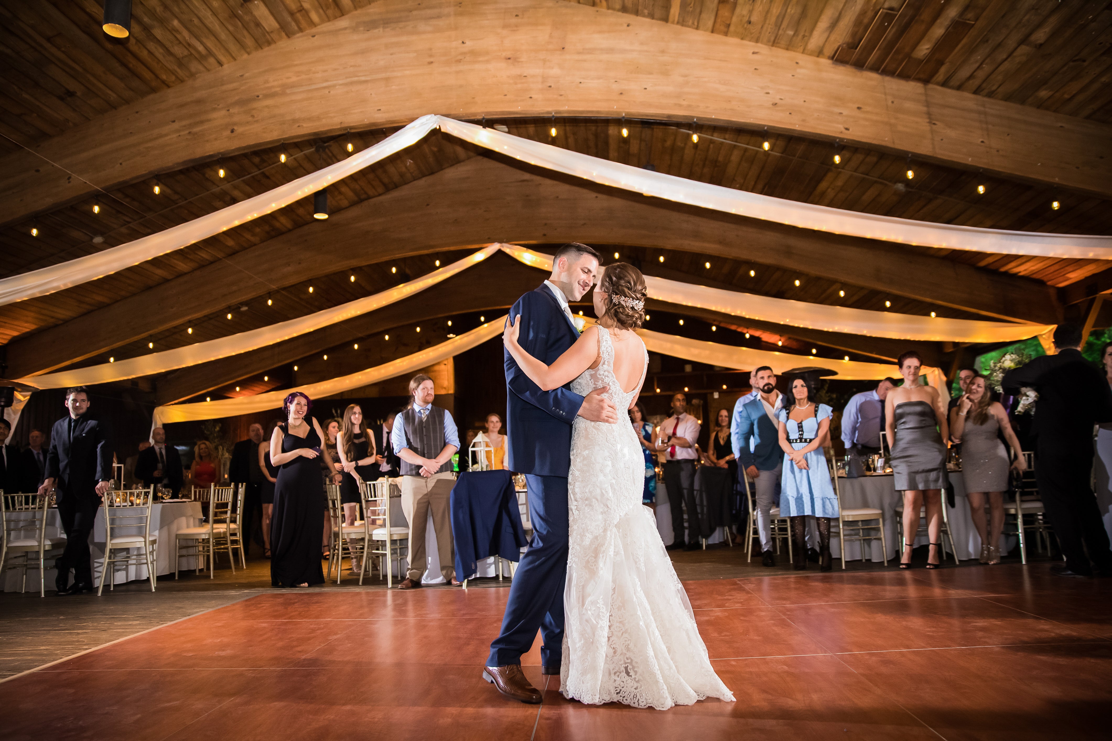 Wedding couple dancing at Sweetgrass Pavillion