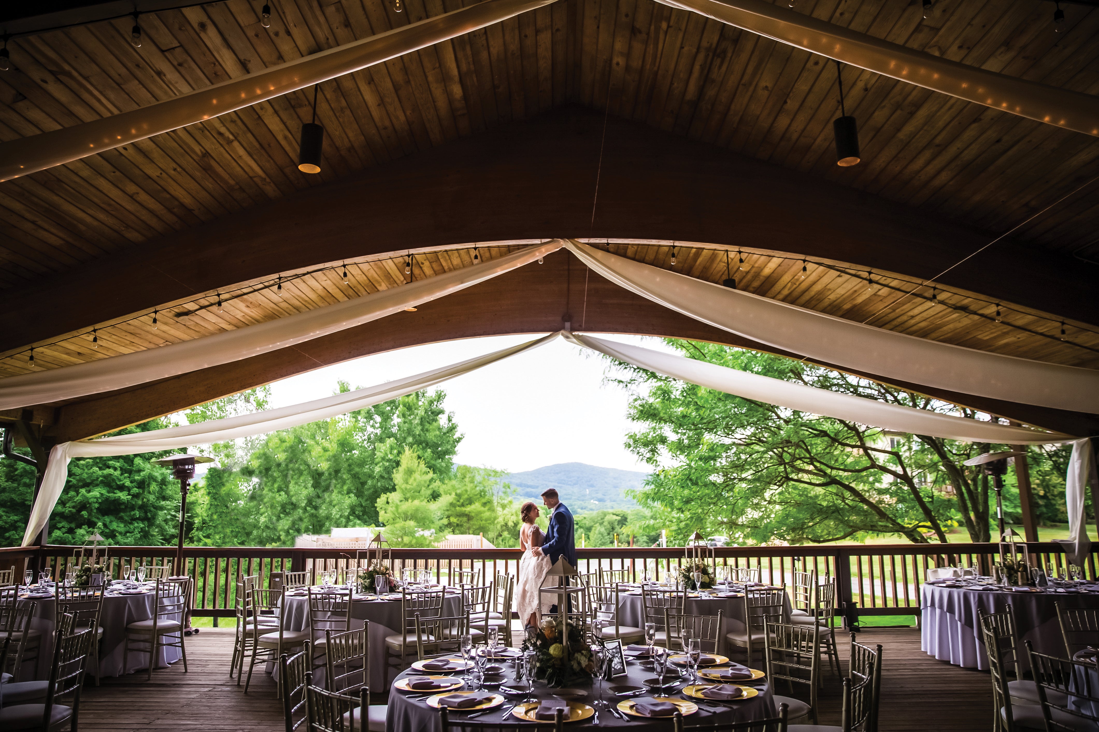 Wedding couple at Sweetgrass Pavillion