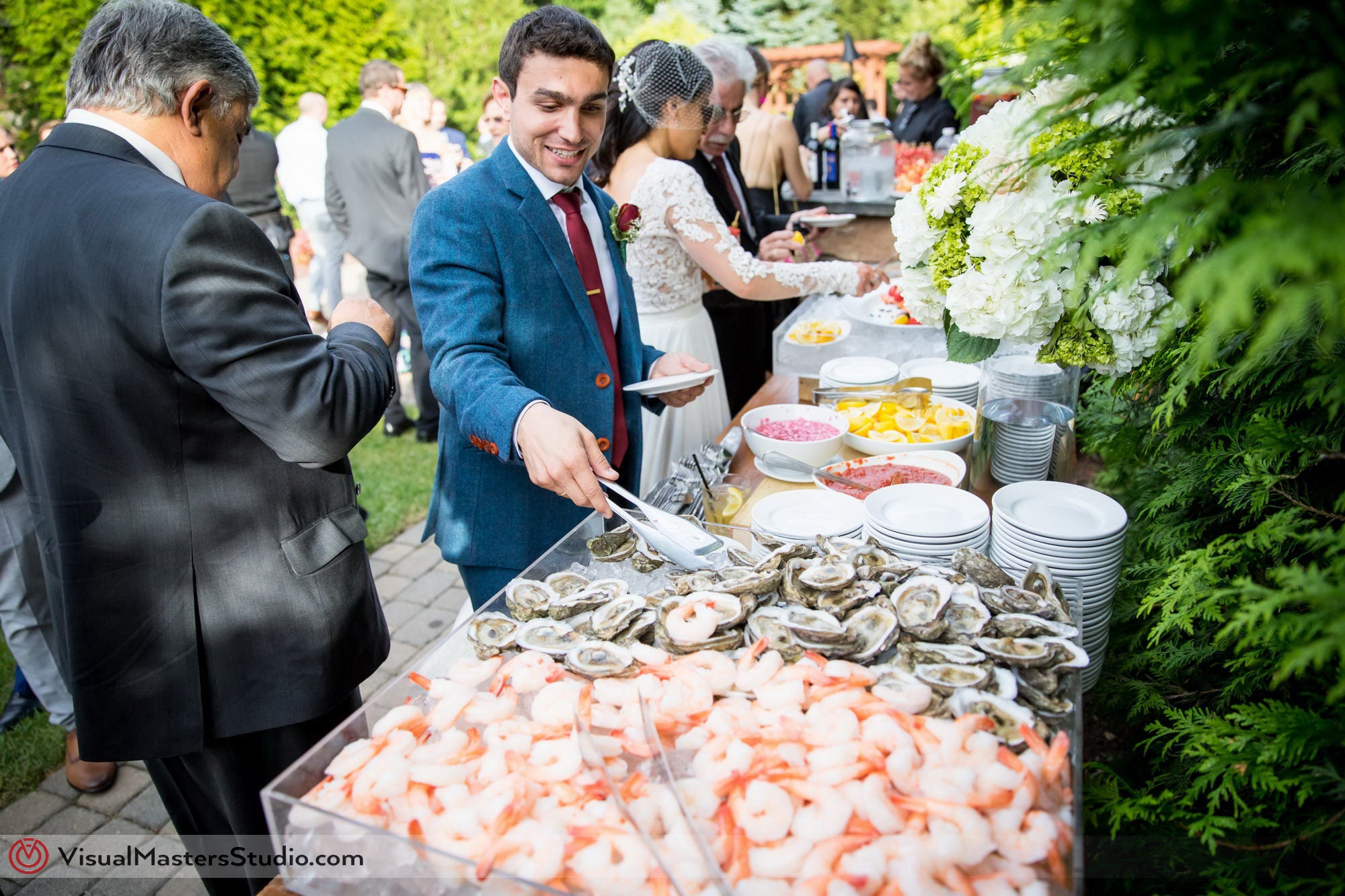 Shrimp and clams and wedding cocktail hour