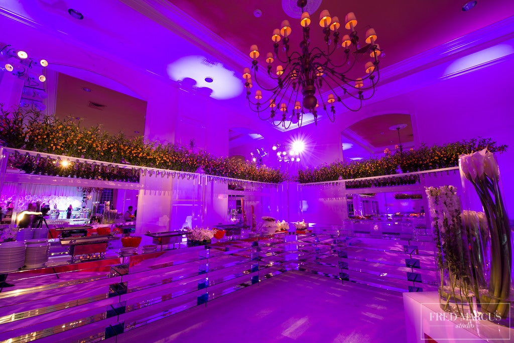 Food buffet at modern wedding in Emerald Ballroom