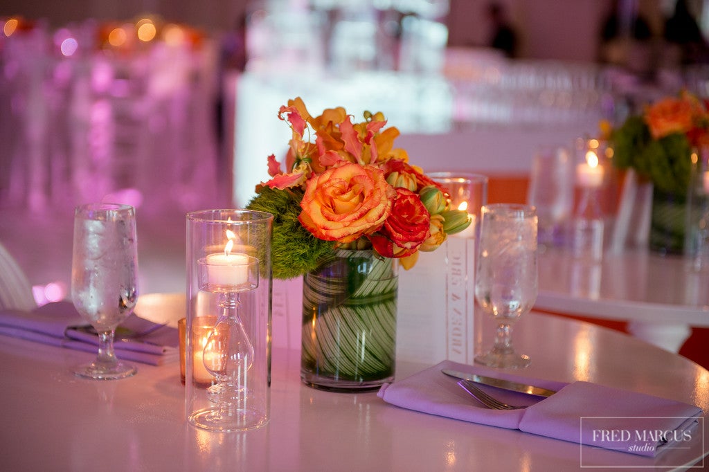 Orange flower table decor piece