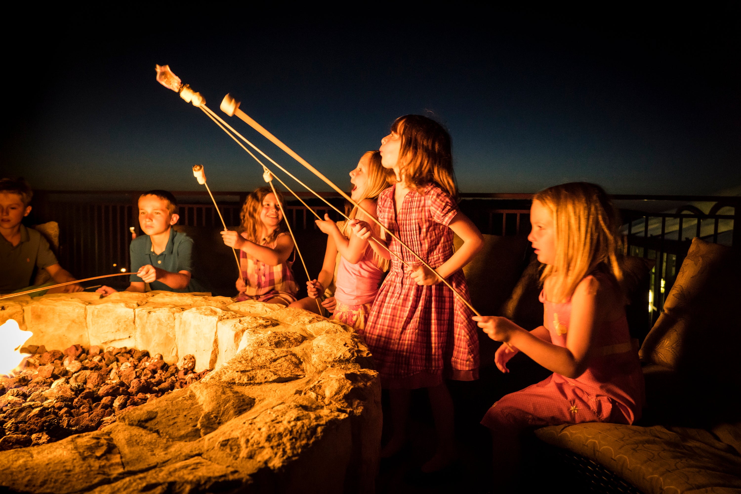 Kids roasting marshmallows