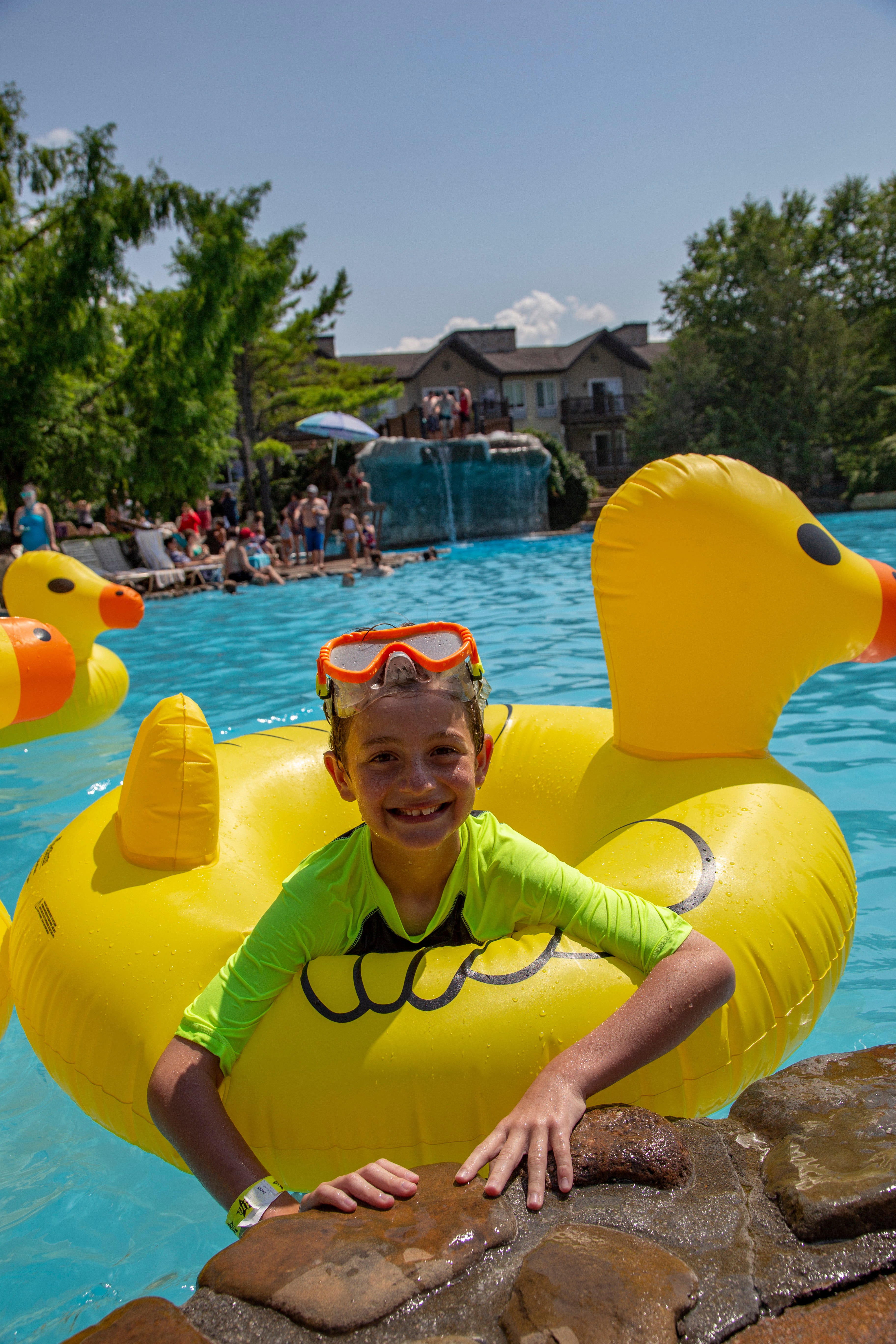 Child in duck floaty at Minerals Pool