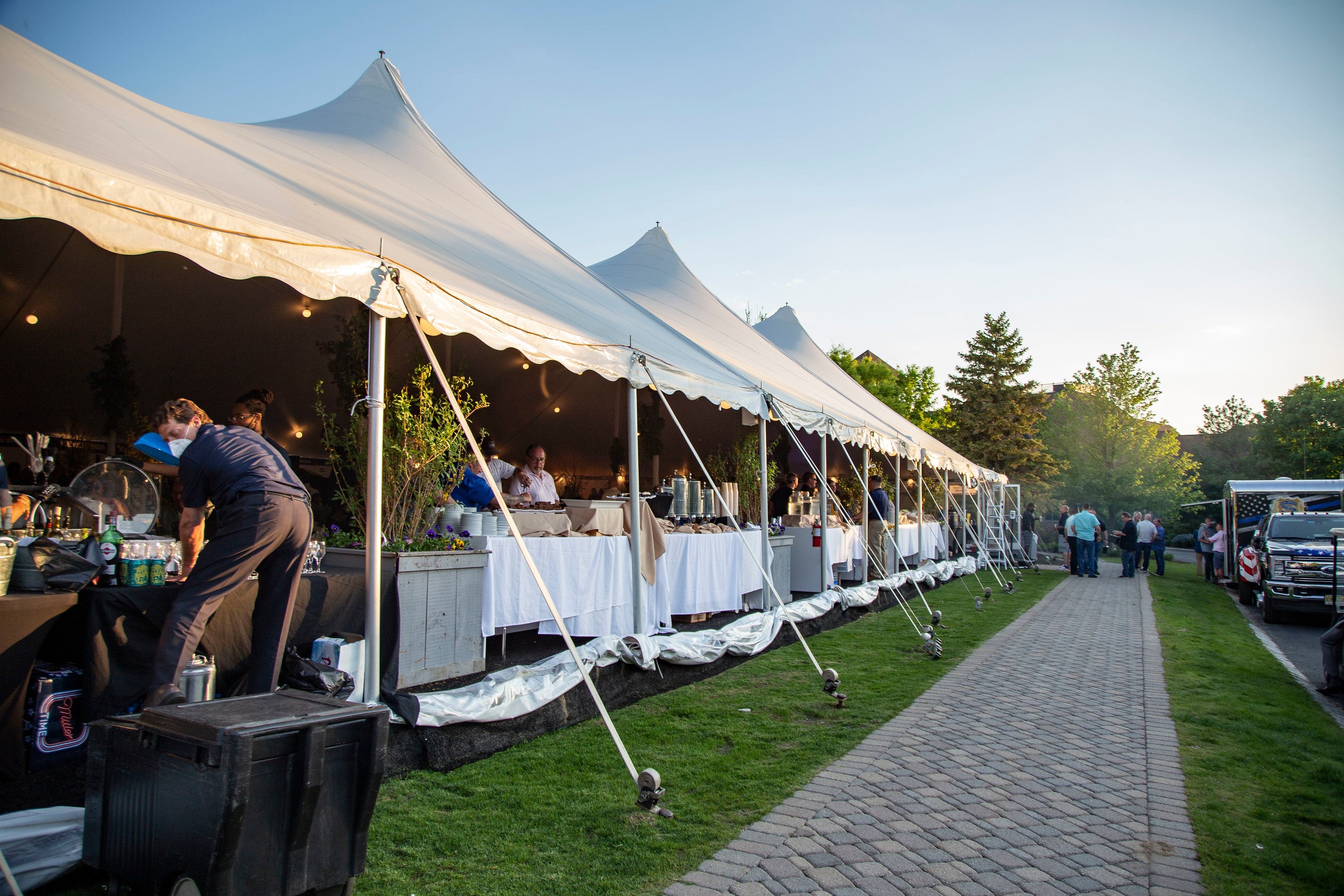 Party under a banquet tent at Crystal Springs Resort