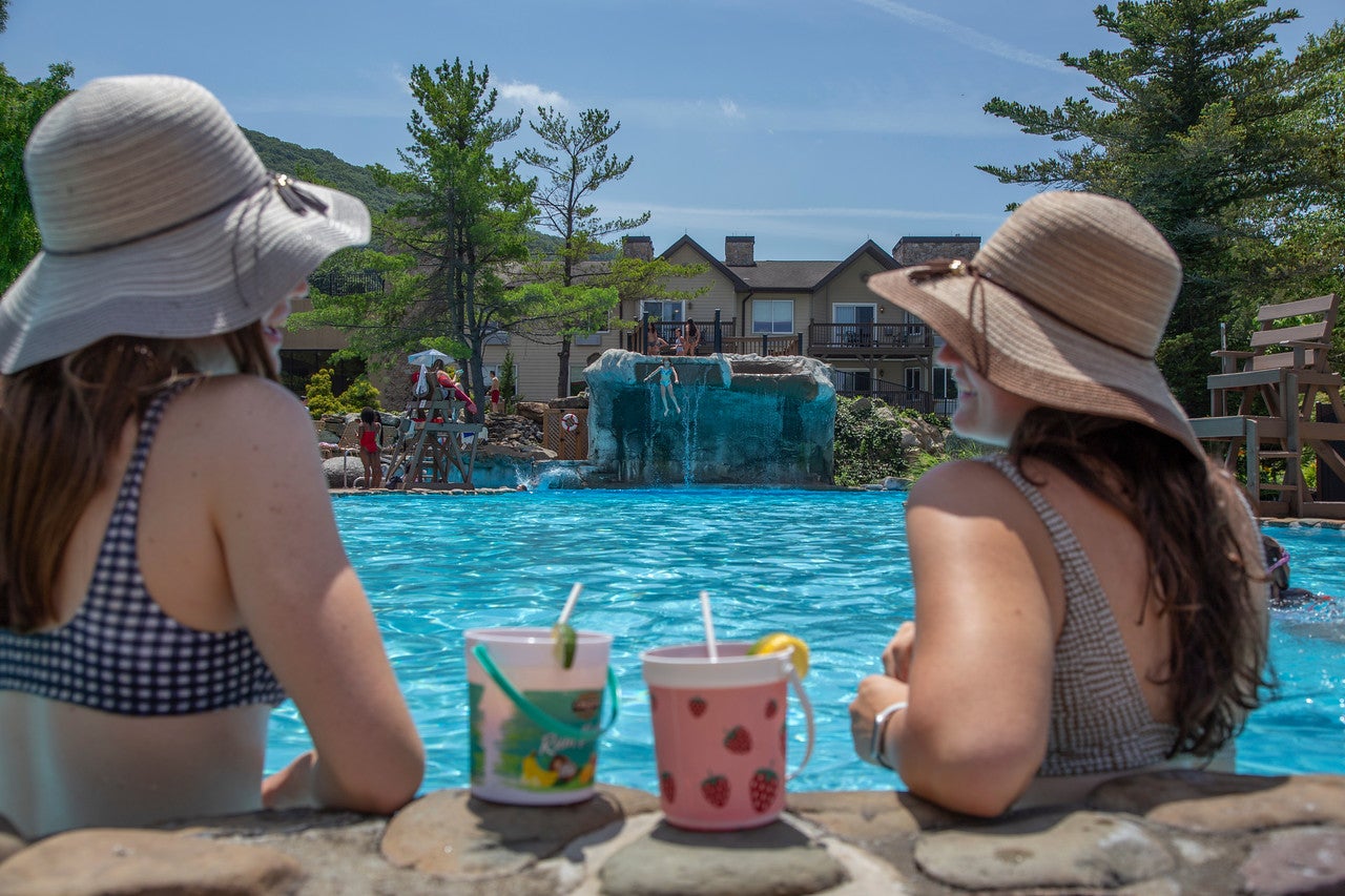 Rum Bucket Drinks by the Minerals Pool