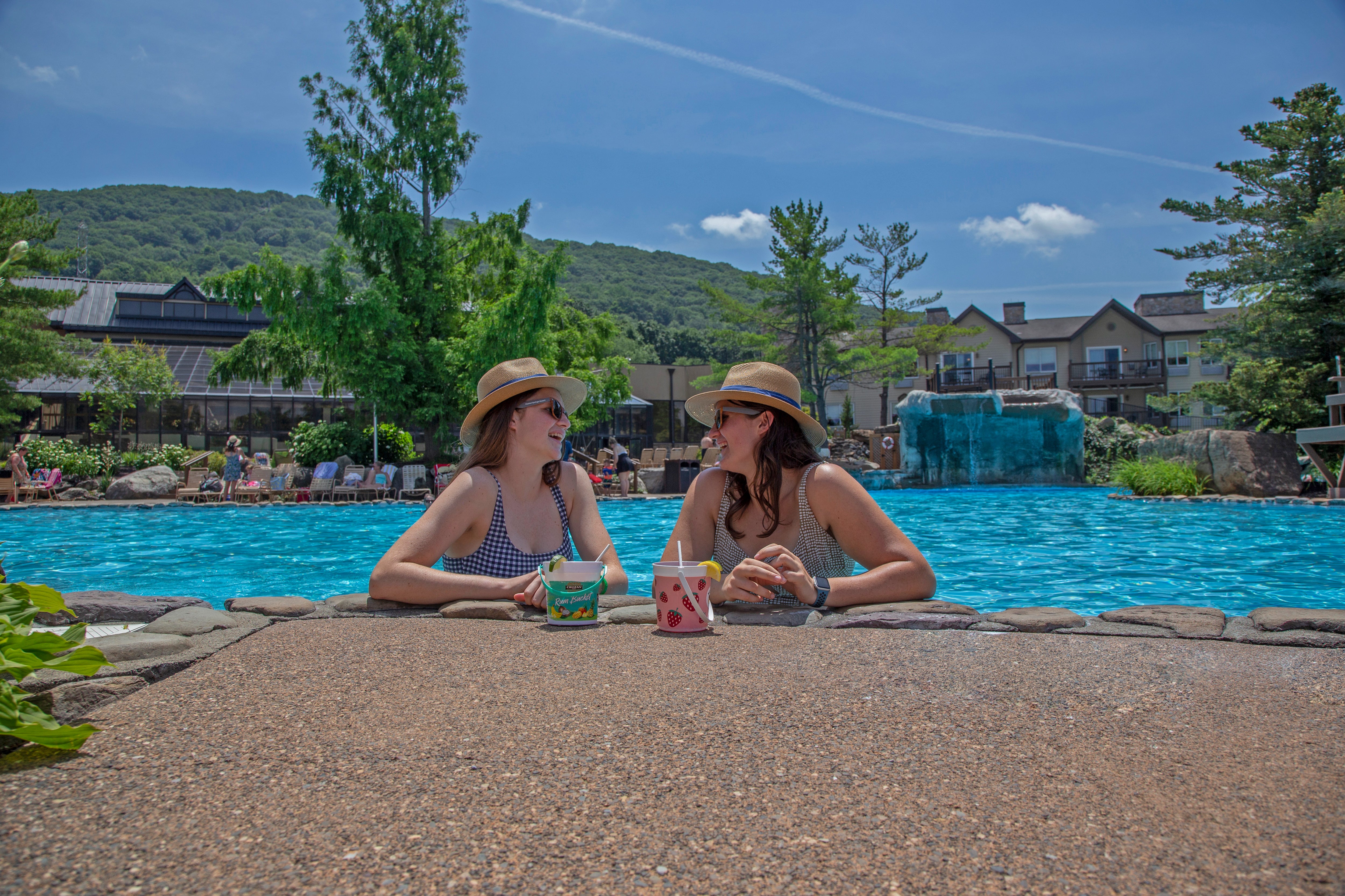 Rum Bucket Drinks by the Minerals Pool