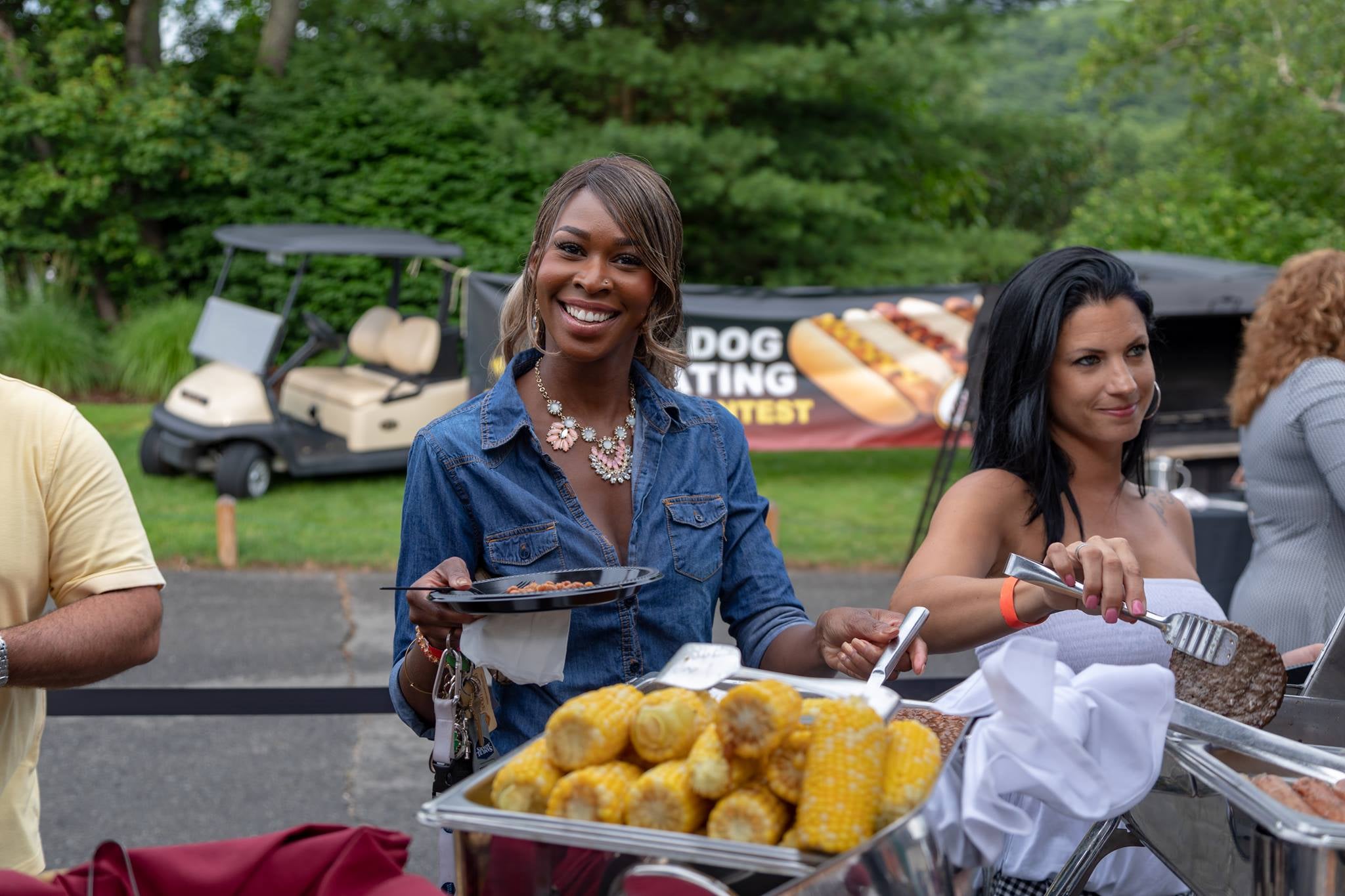 Women at Black Bear Bourbon BBQ buffet