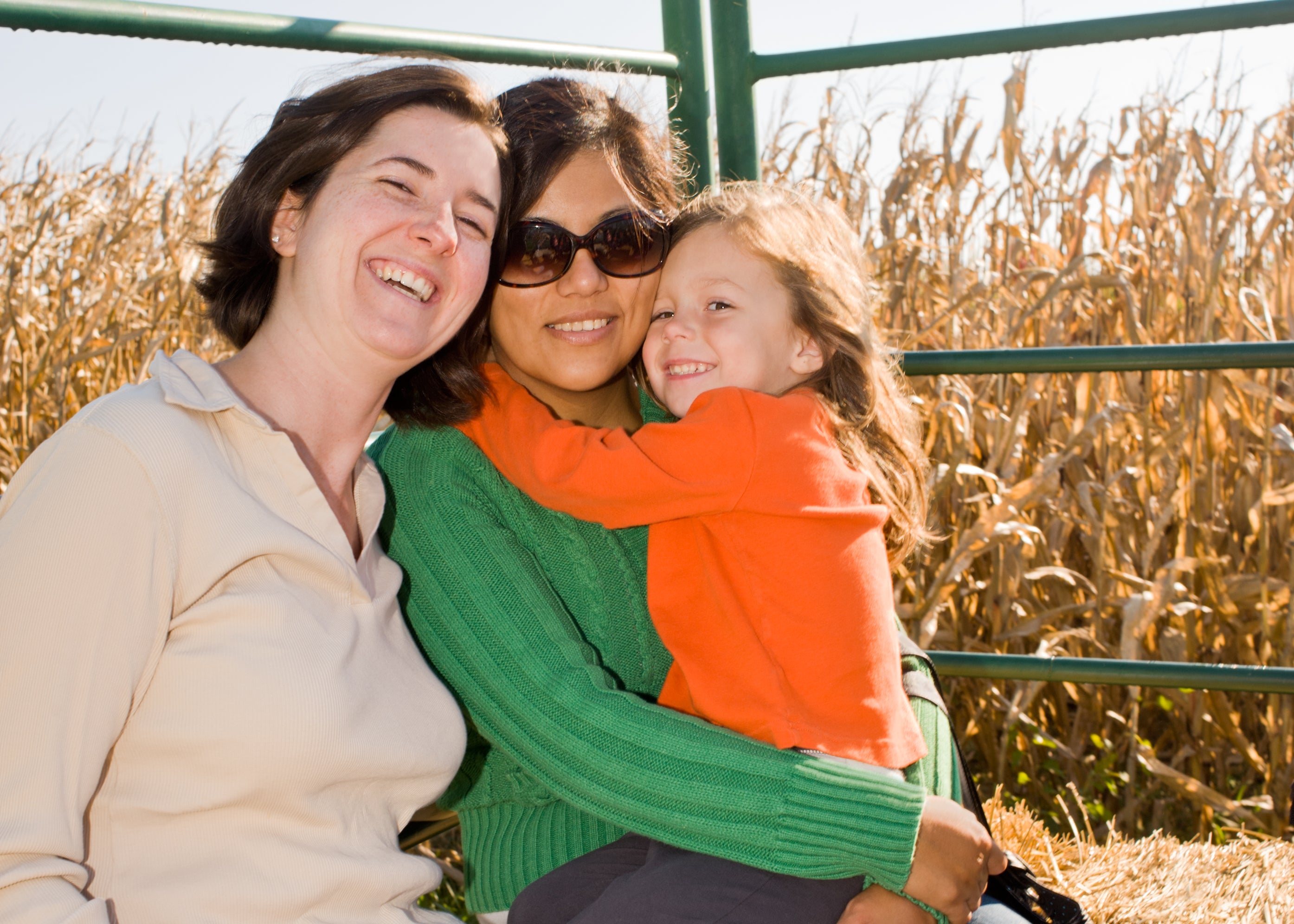 Family on hay ride