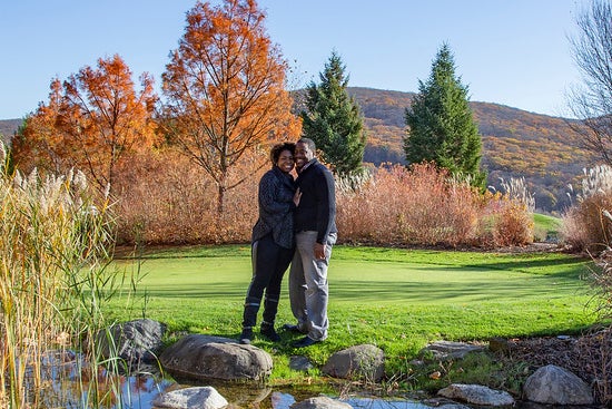 Couple during the fall at Crystal Springs Resort in NJ