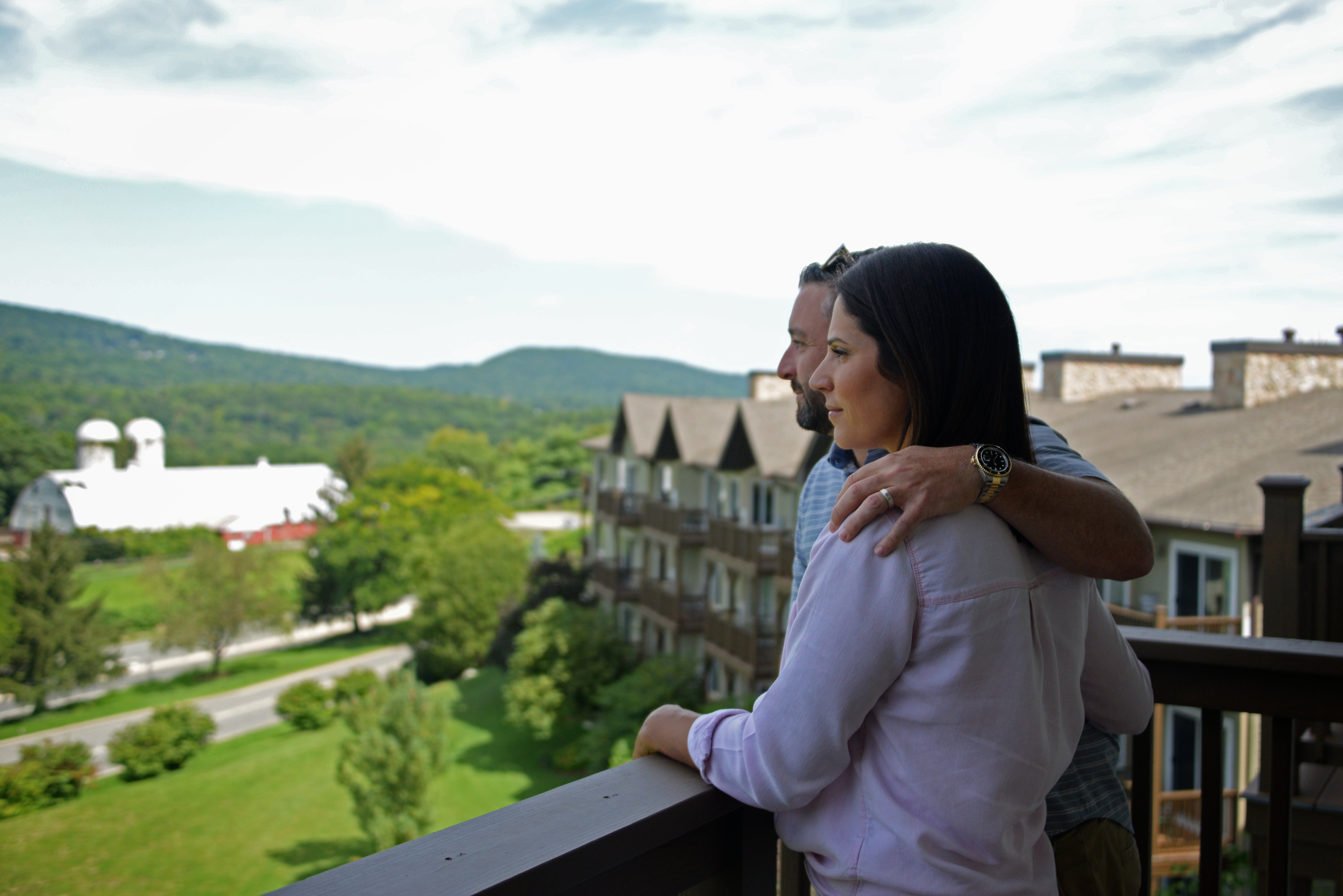 Couple looking at view from Minerals Hotel in NJ