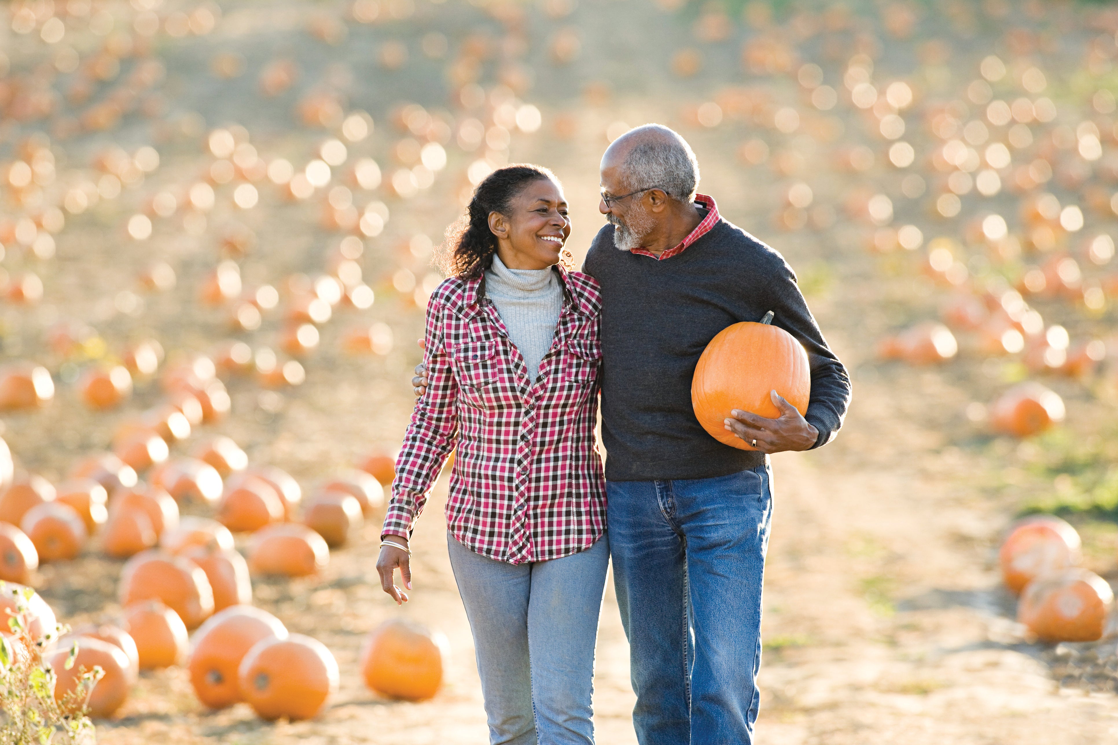 Couple at pumpkin patch