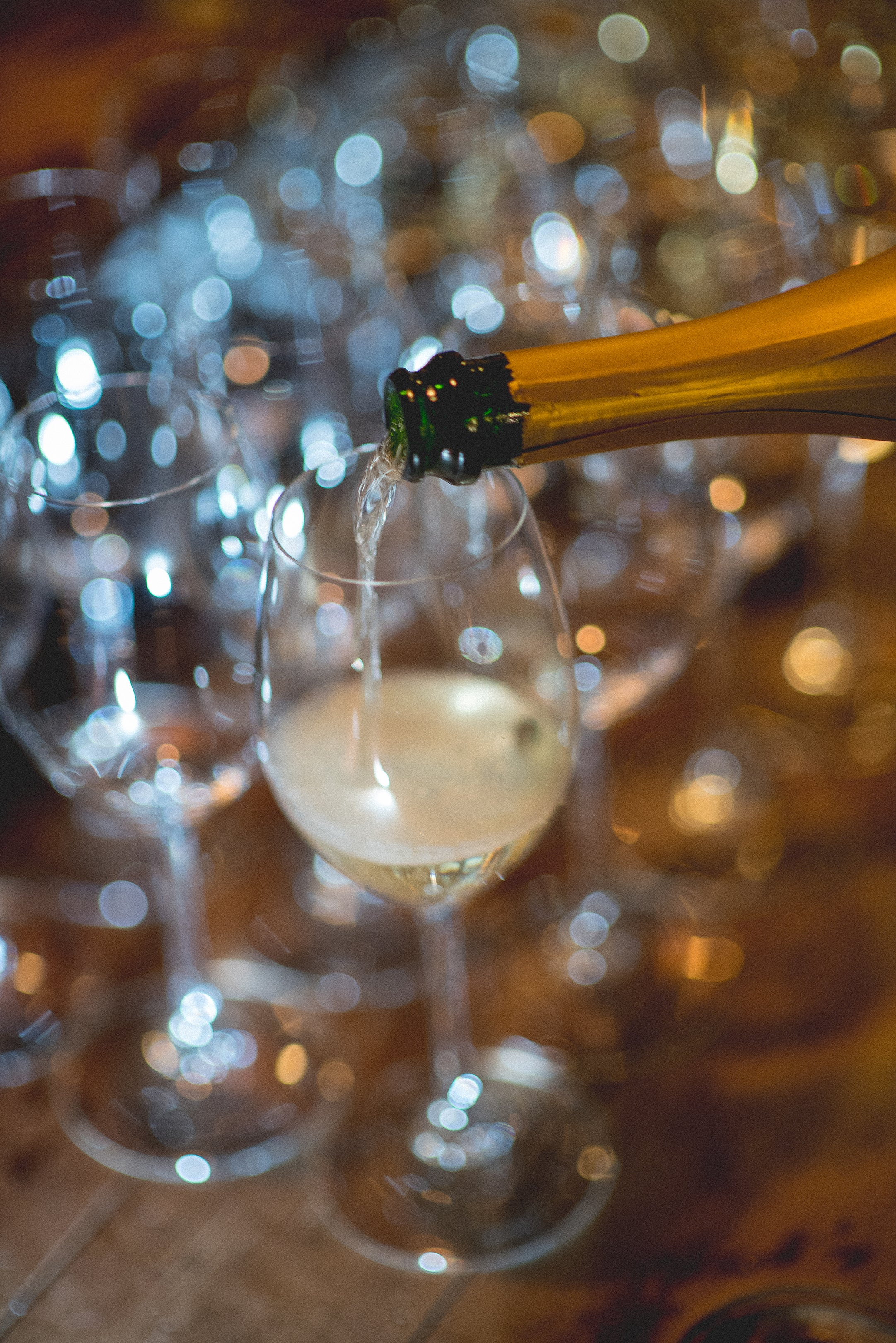 Glass of champagne being poured