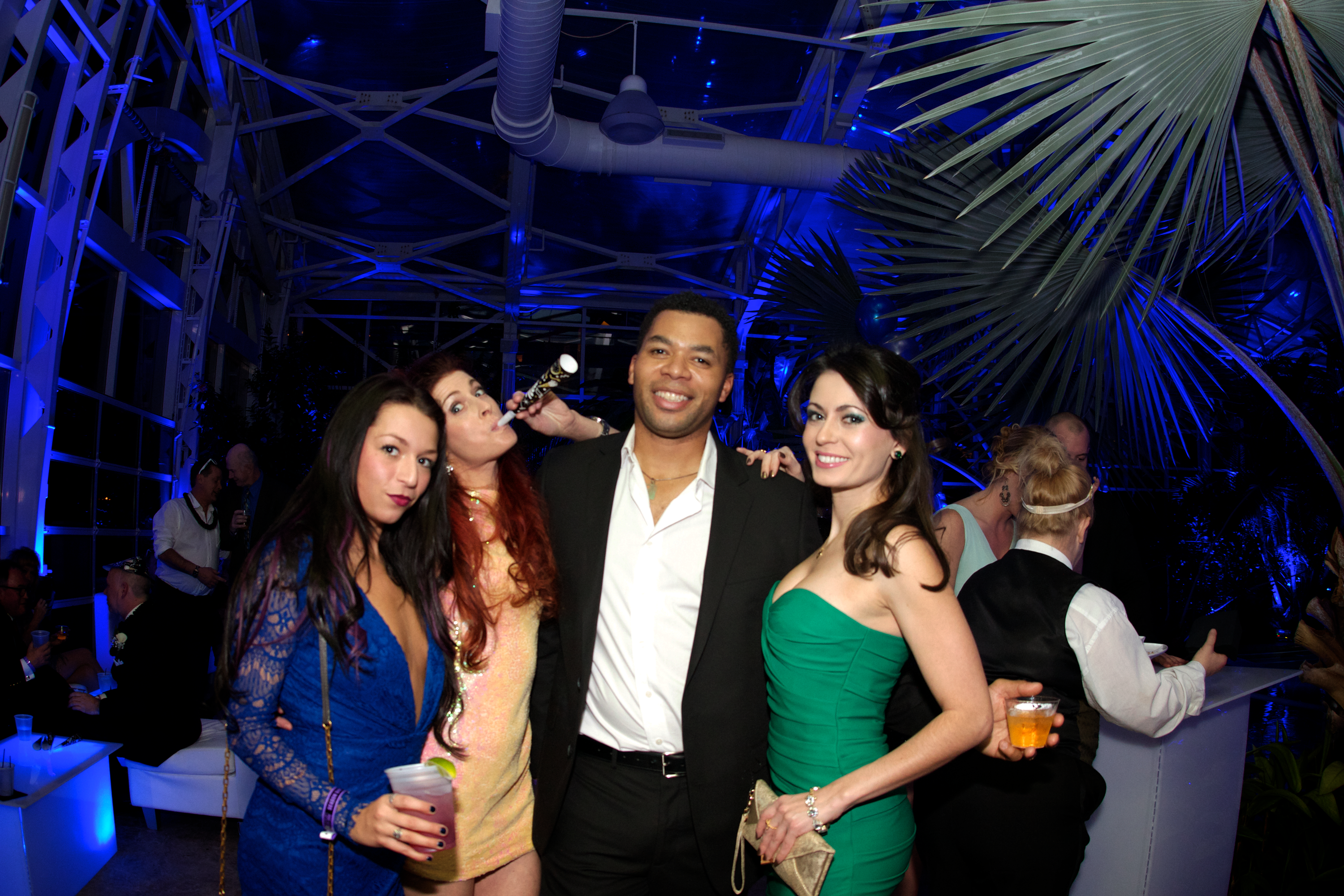 Group of friends celebrating New Year's Eve in Biosphere.