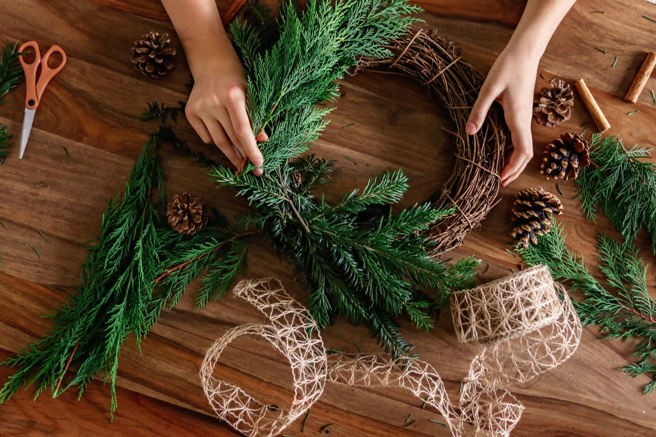 Wreath making.