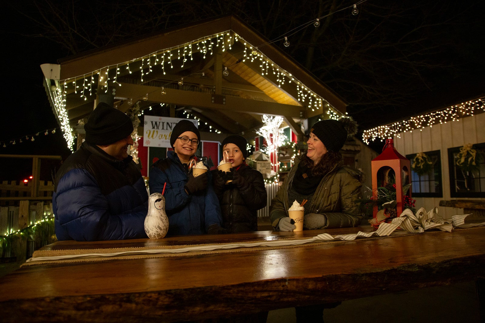 People enjoying festive cocktails at Frosty's Cantina
