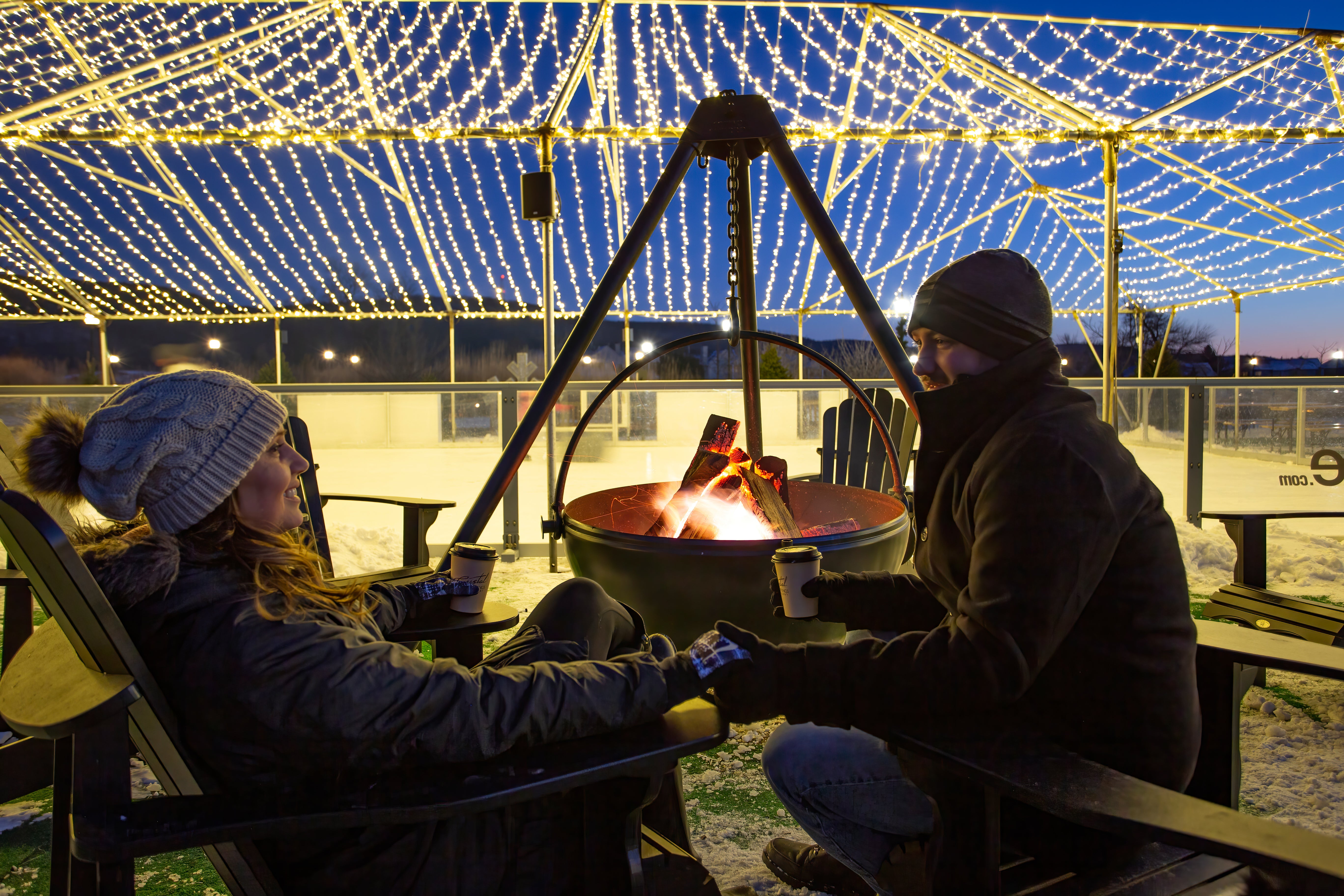 Couple Fireside at the Glice Rink