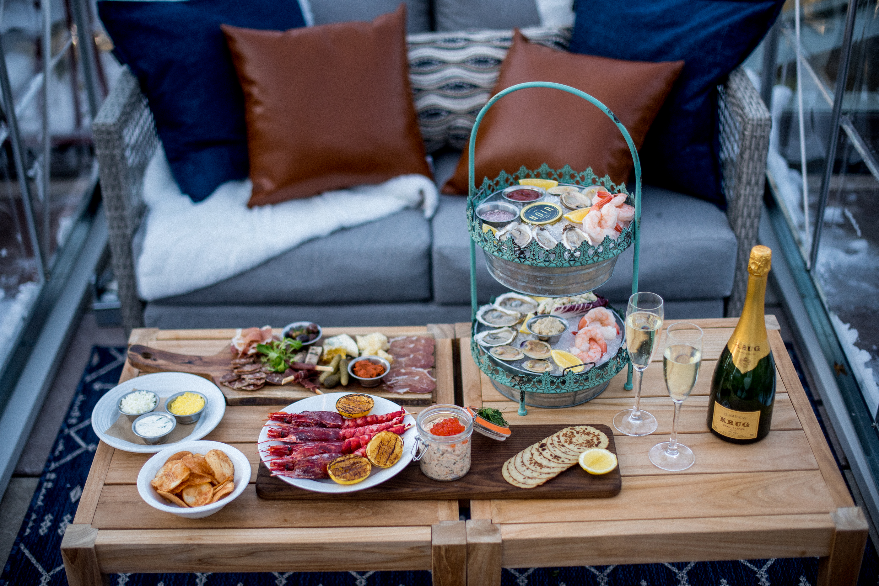 Food display in Champagne Chalet