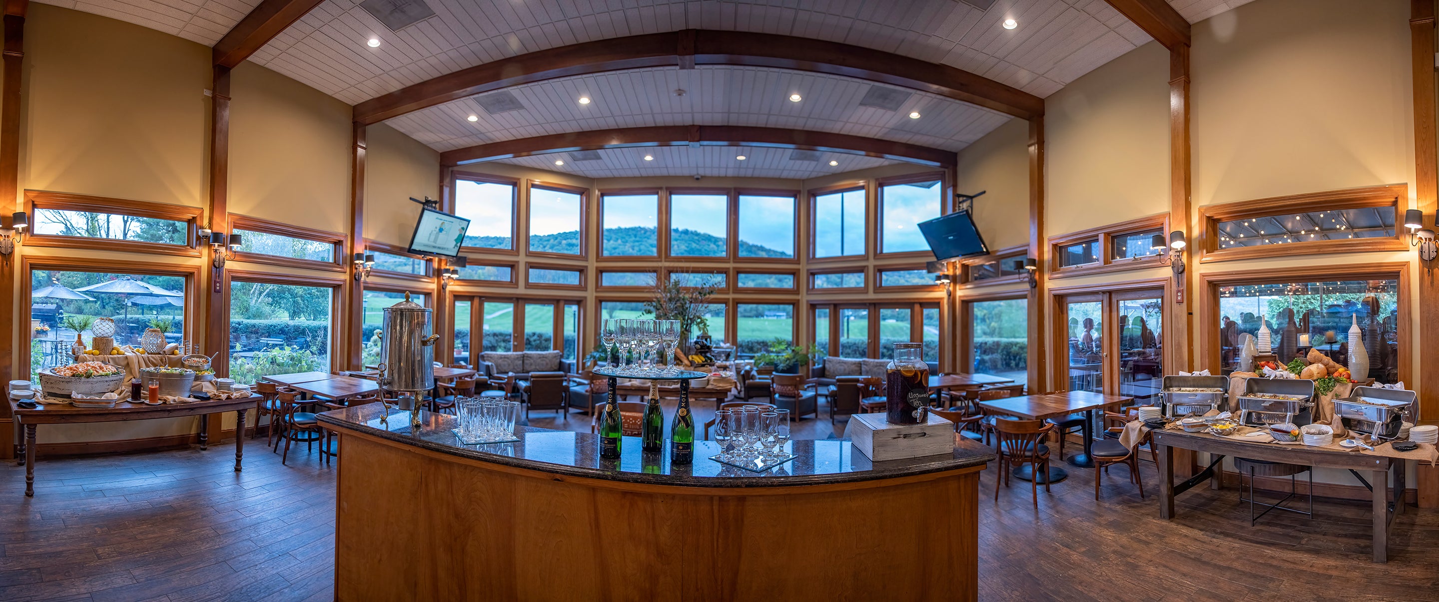 Black Bear Golf Club layed out for wedding cocktail hour